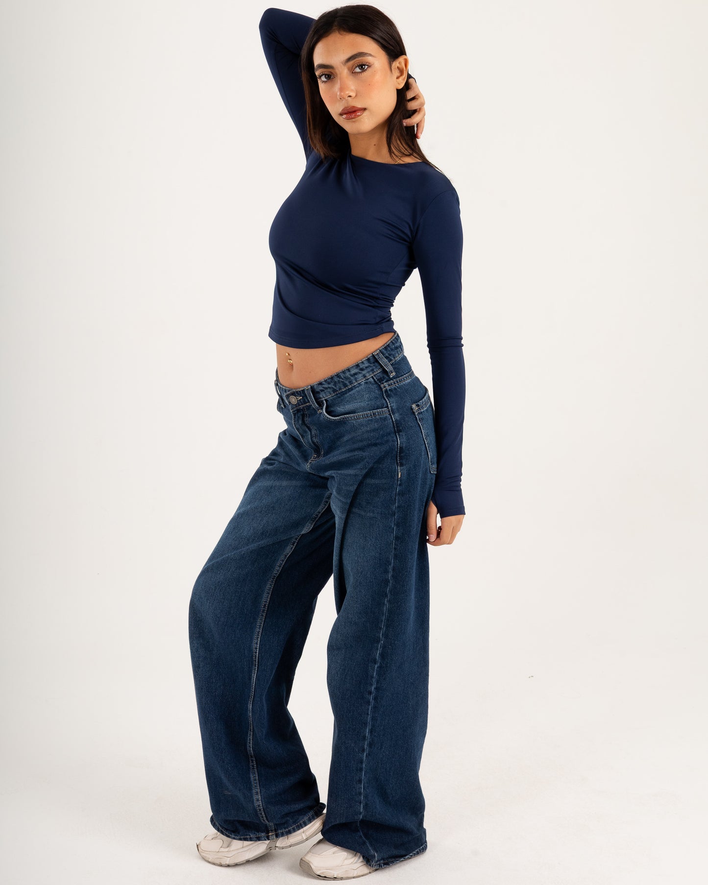 Basic Long Sleeve Top - Slit Cuff - Double Layers.