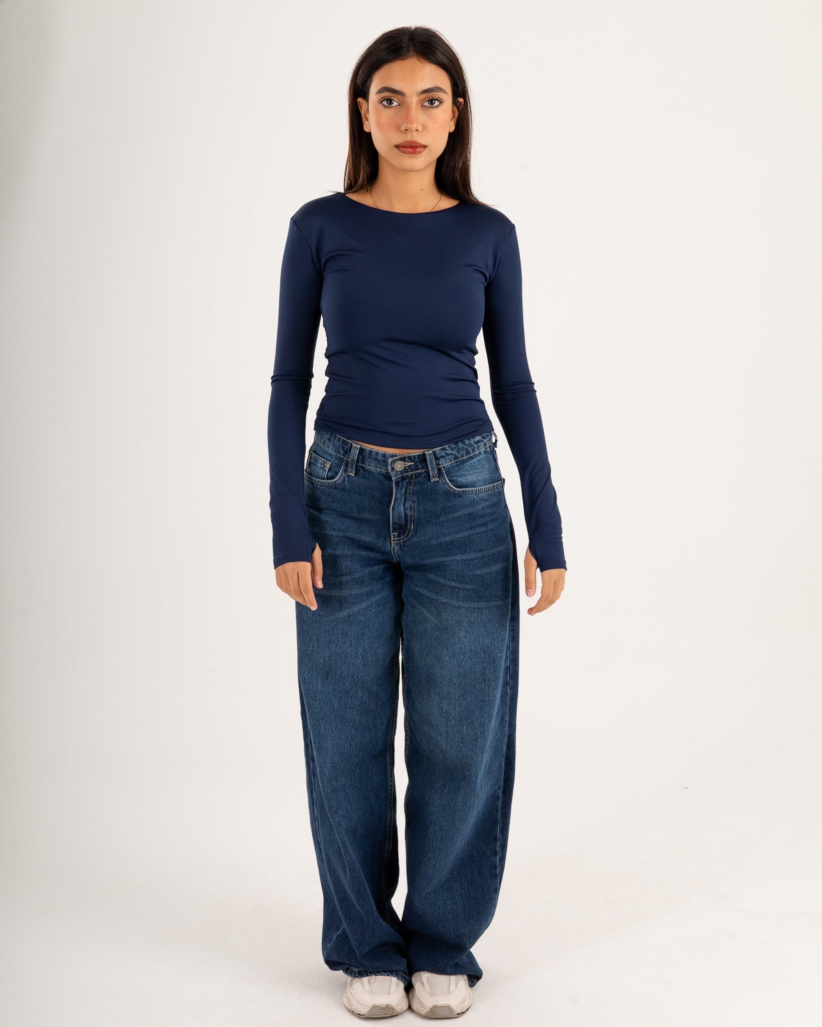 Basic Long Sleeve Top - Slit Cuff - Double Layers.