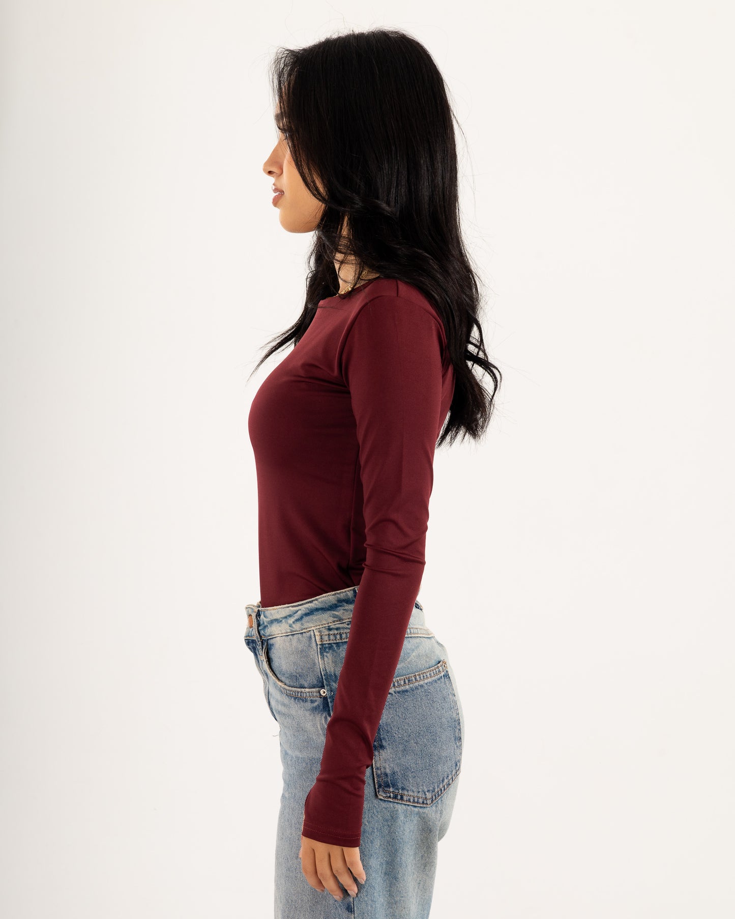 Basic Long Sleeve Top - Slit Cuff - Double Layers.