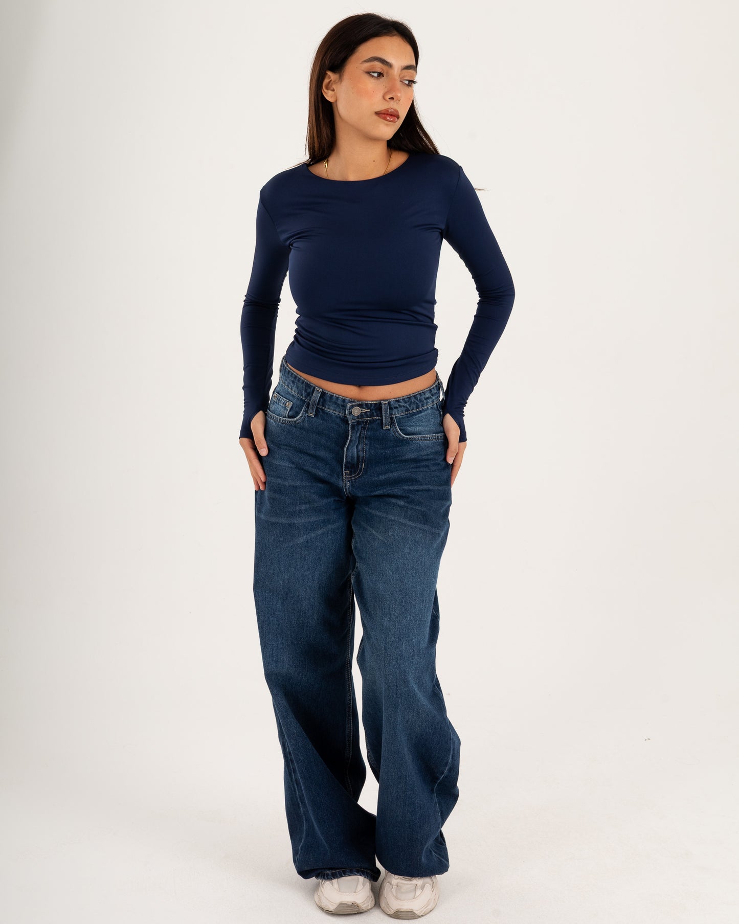 Basic Long Sleeve Top - Slit Cuff - Double Layers.