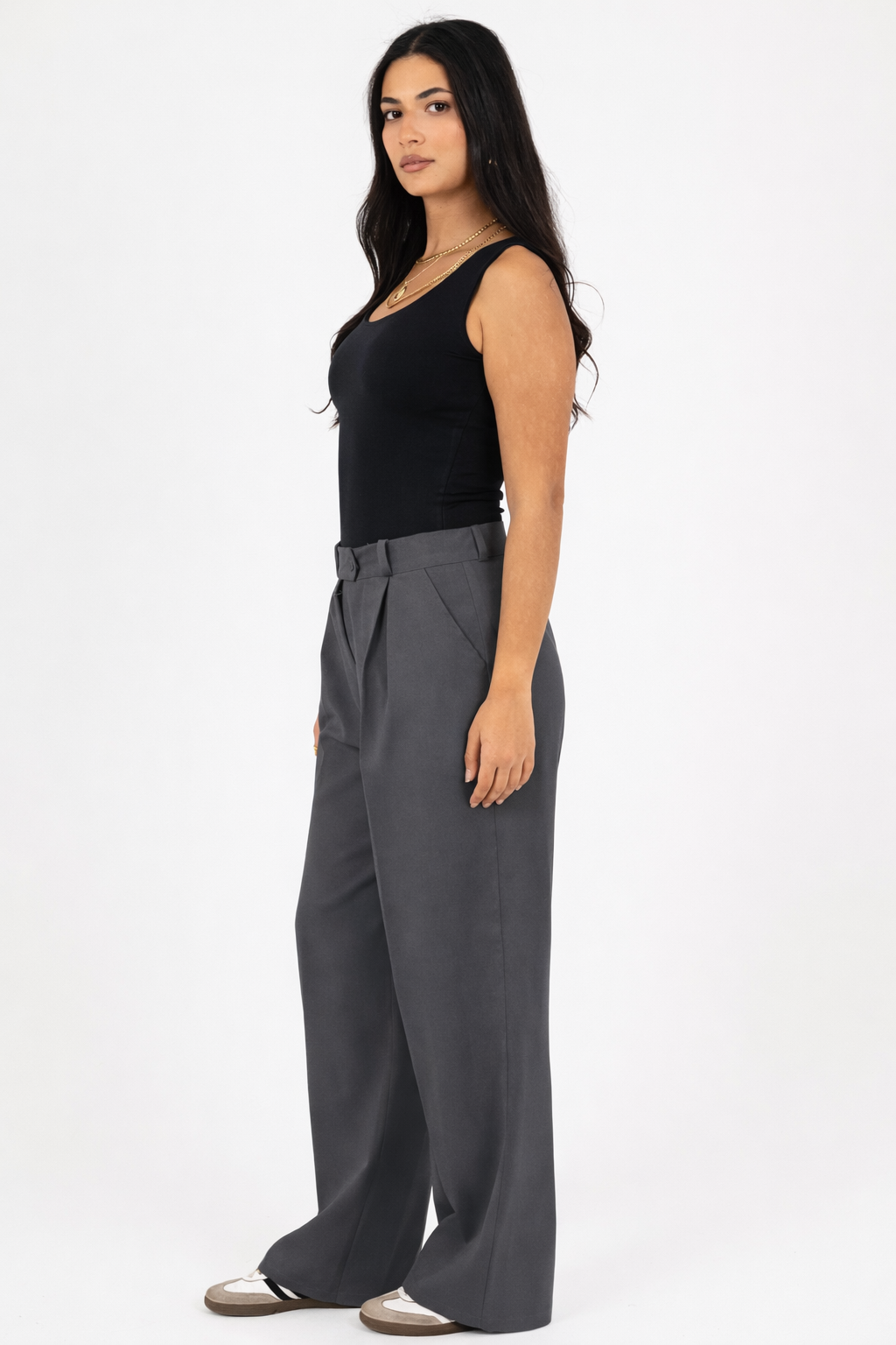 Wide-Leg Modern Pleated Pants