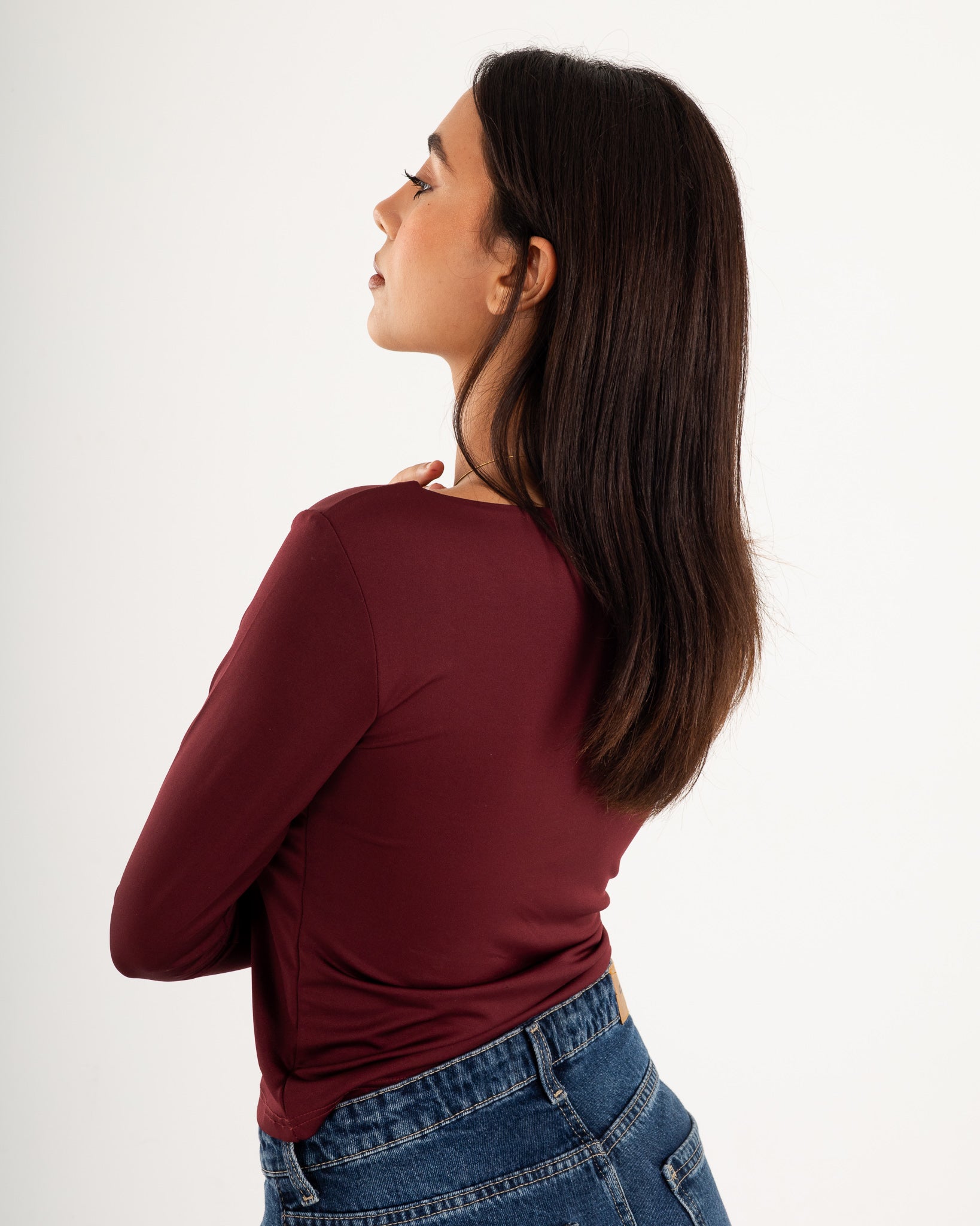 Square V-Neck  Long Sleeve top.