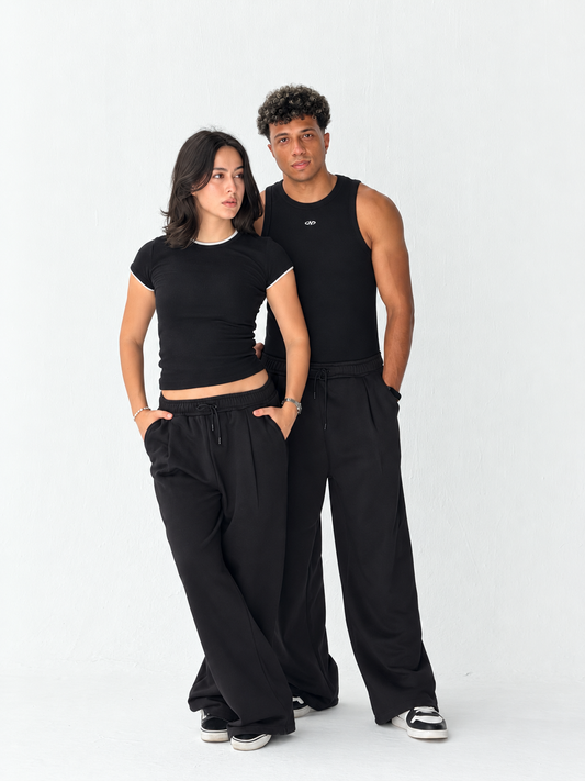 Duo Unisex Pleated Wide-Leg Sweatpants – 100% Cotton Face