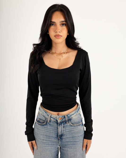 Square V-Neck  Long Sleeve top.
