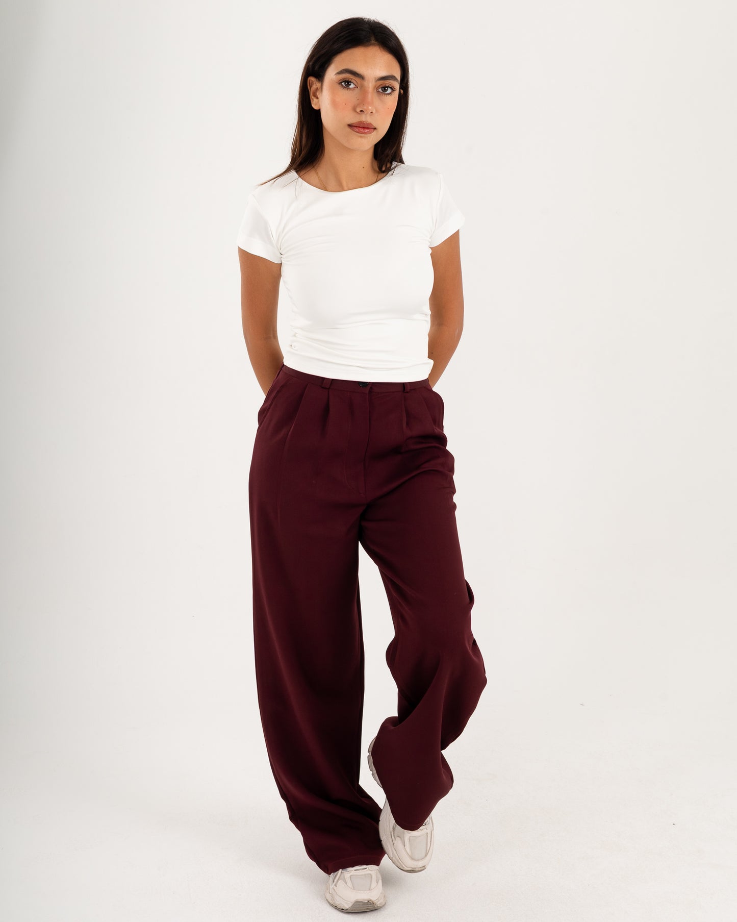 Basic Crew Neck Top - Short Sleeve - Double Layers.