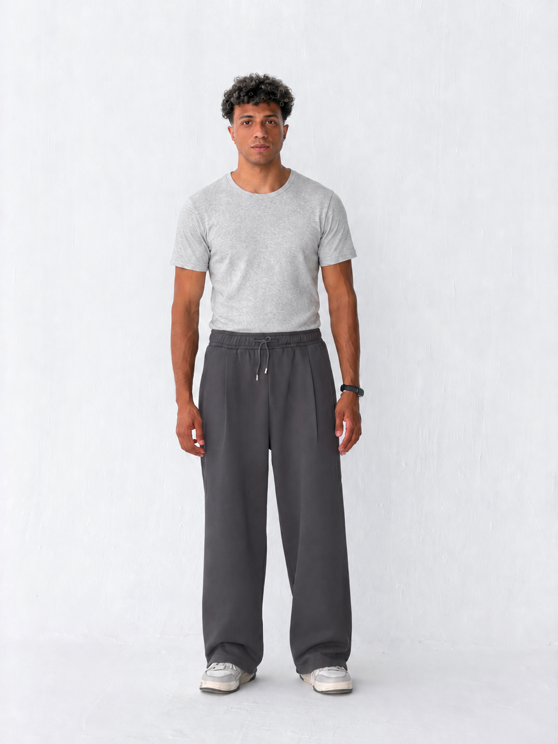 Duo Unisex Pleated Wide-Leg Sweatpants – 100% Cotton Face