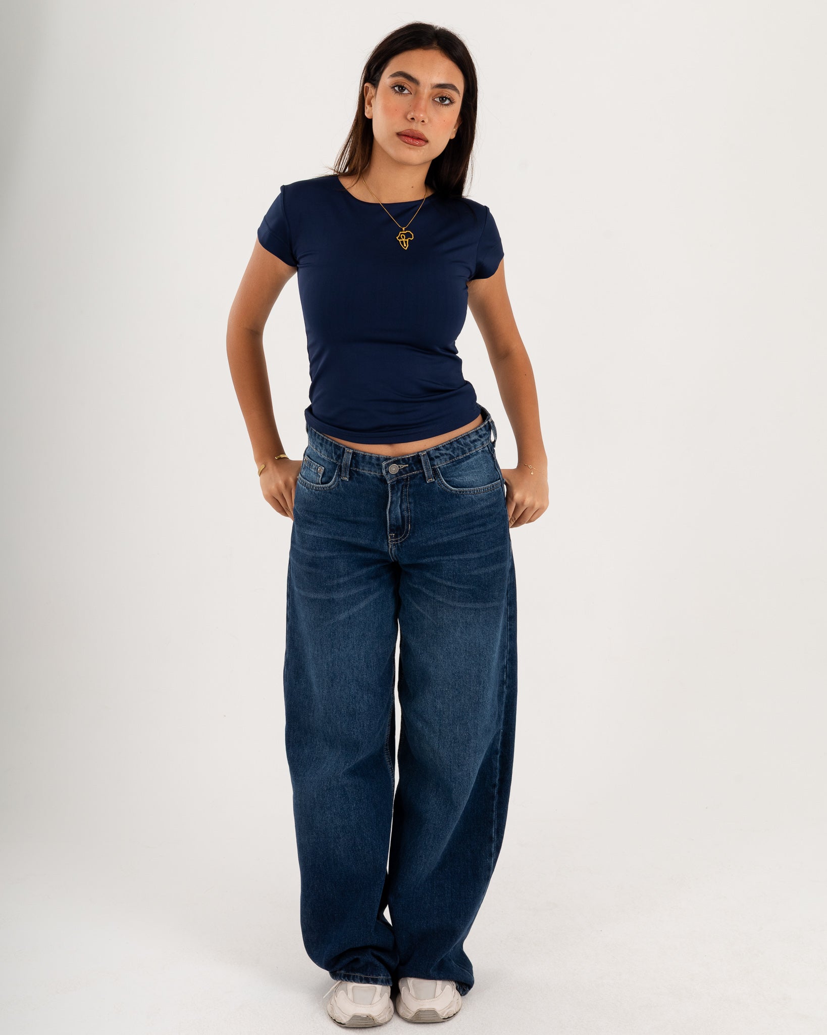 Basic Crew Neck Top - Short Sleeve - Double Layers.