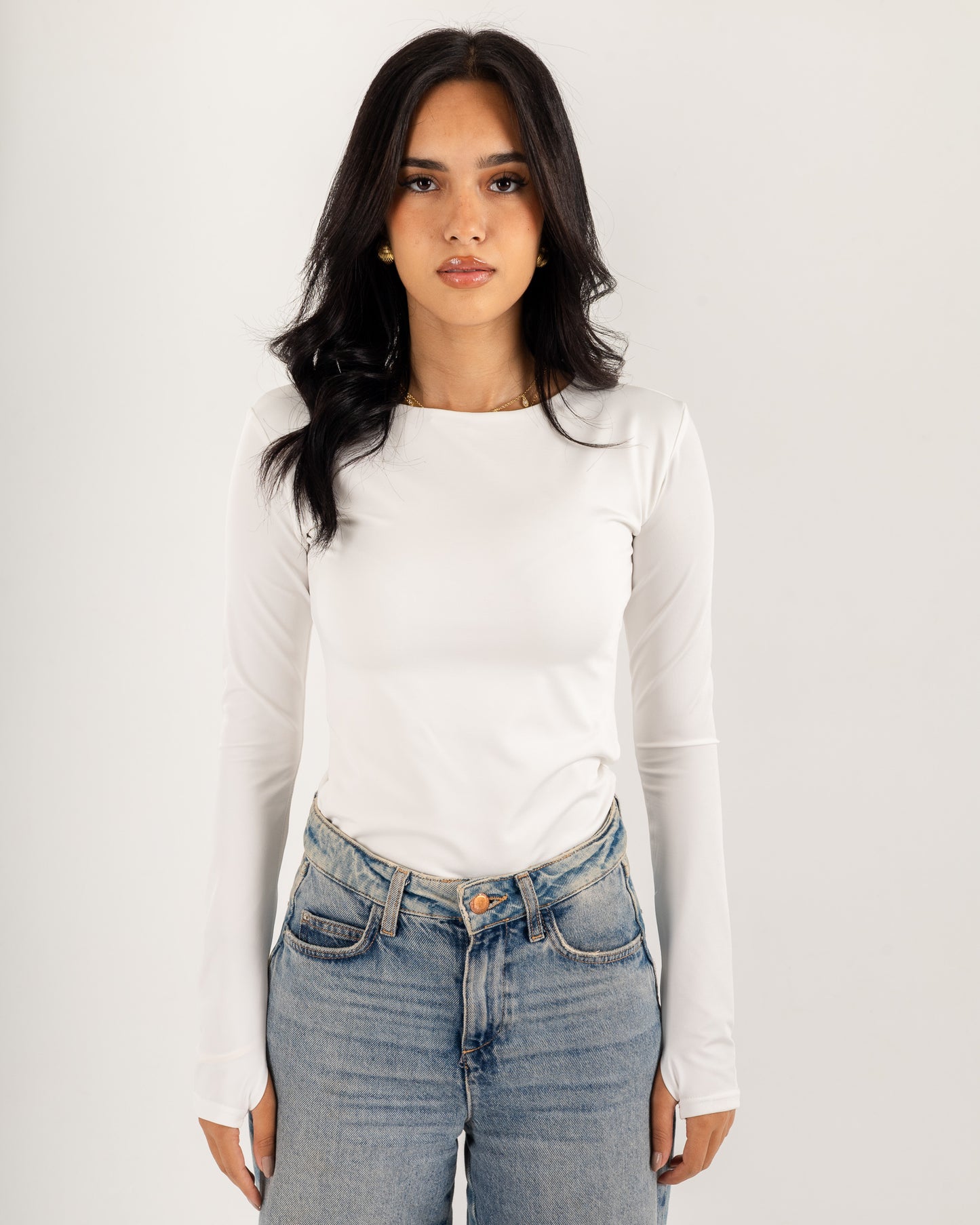 Basic Long Sleeve Top - Slit Cuff - Double Layers.