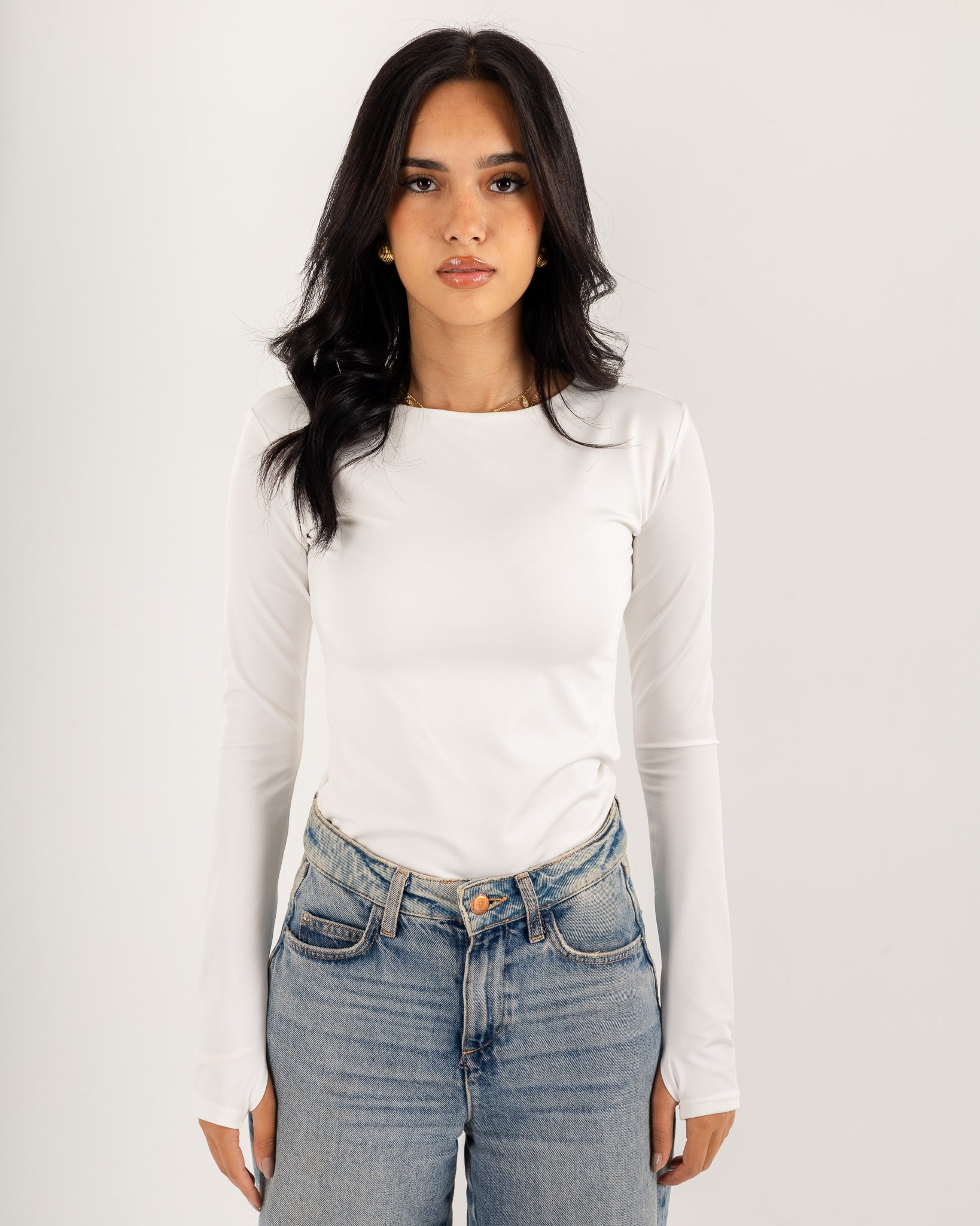 Basic Long Sleeve Top - Slit Cuff - Double Layers.