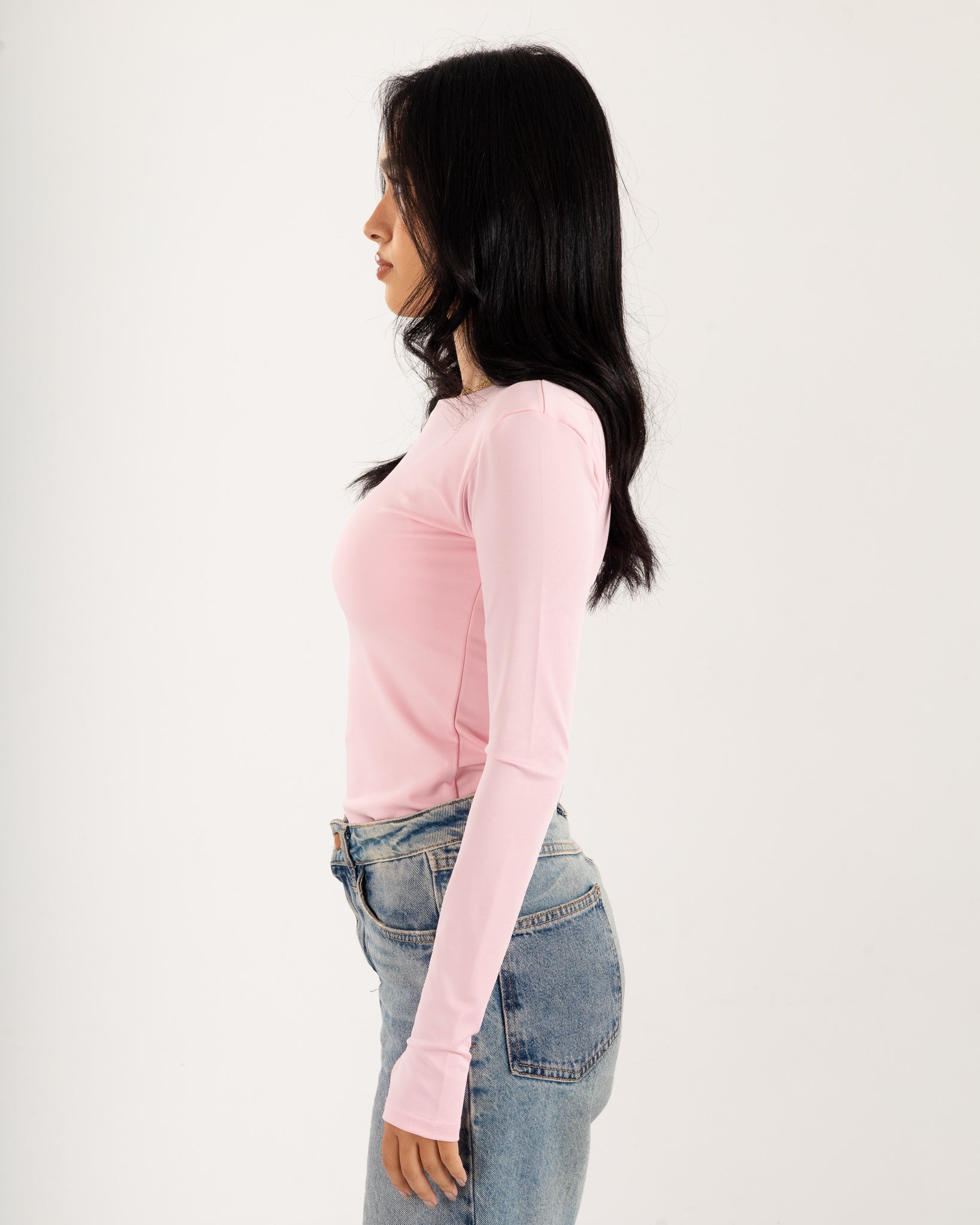 Basic Long Sleeve Top - Slit Cuff - Double Layers.