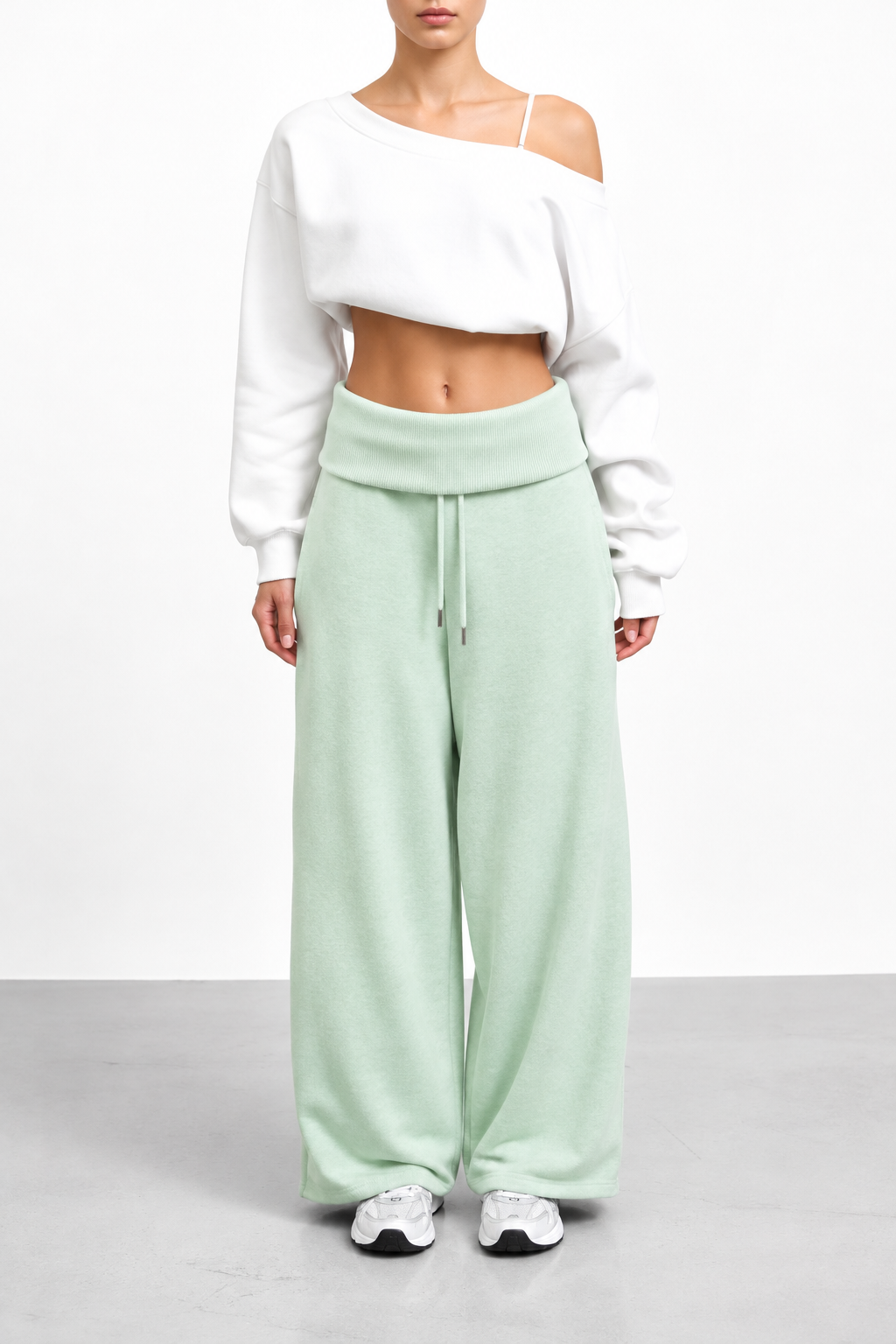 Foldover Waist Sweatpants - 100% Cotton