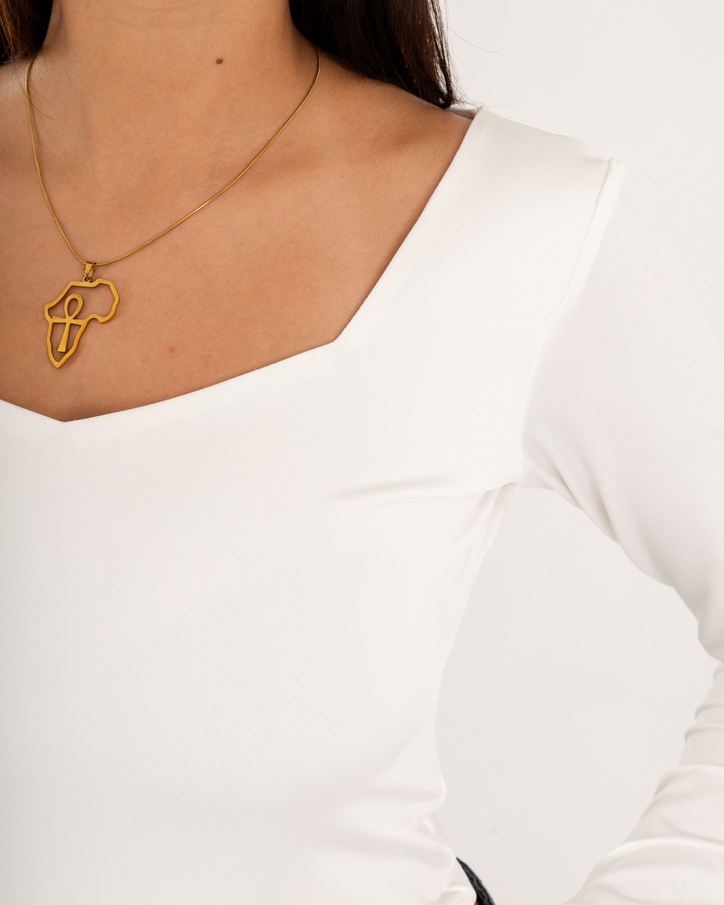 Square V-Neck  Long Sleeve top.