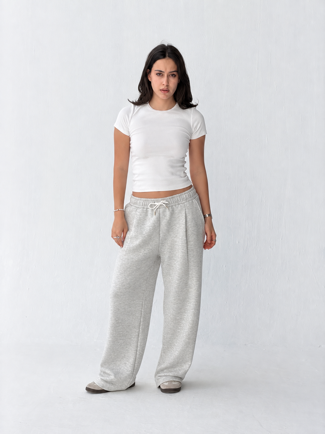 Duo Unisex Pleated Wide-Leg Sweatpants – 100% Cotton Face