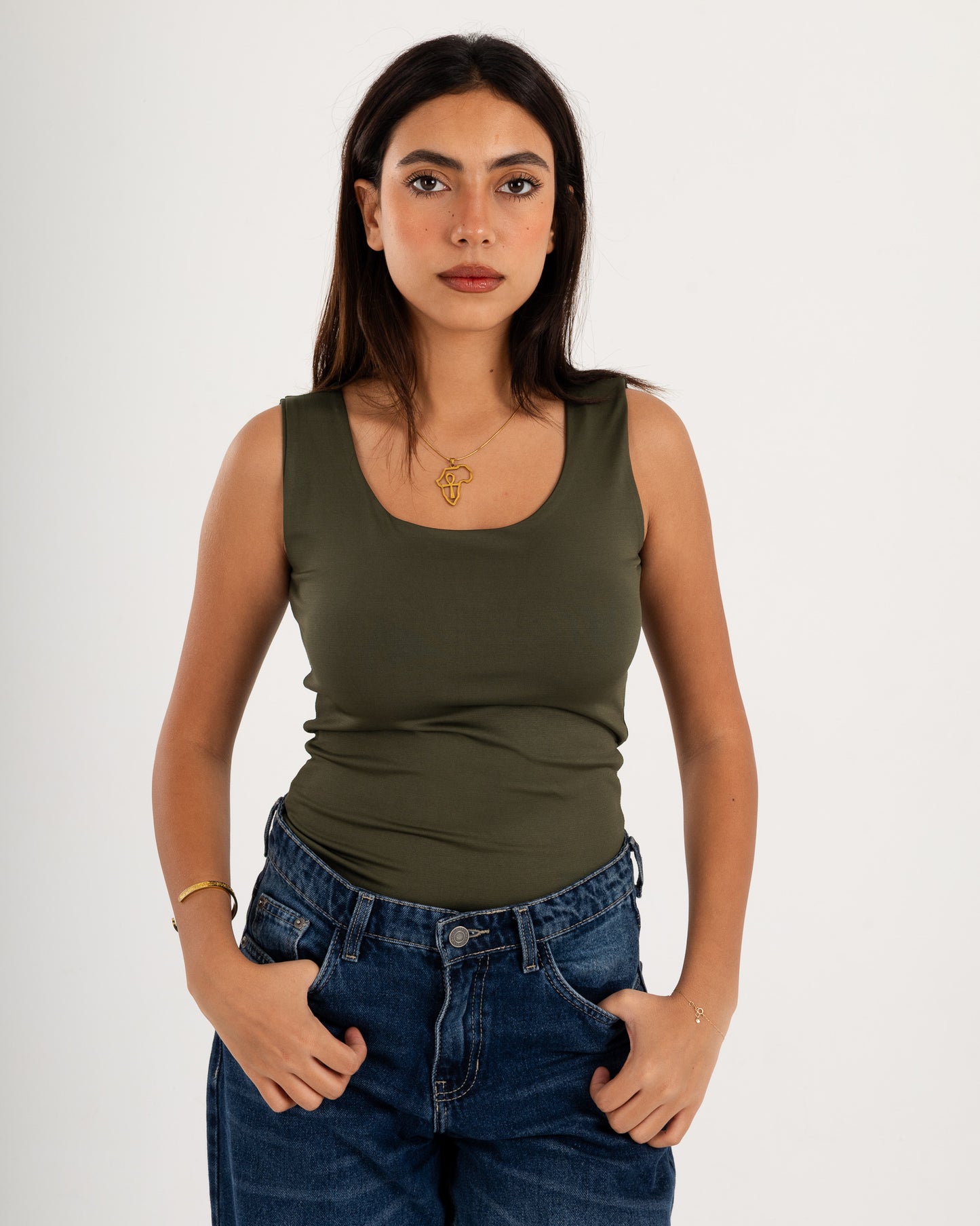Basic Tank top - Scoop Neck - Double Layers.