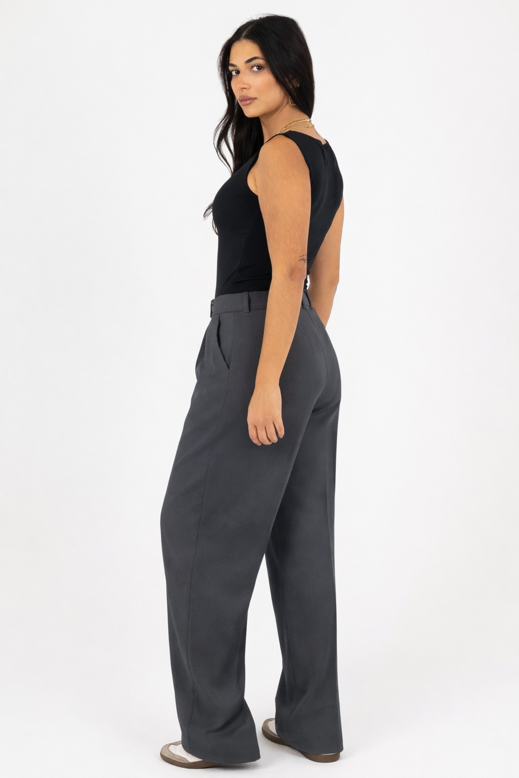 Wide-Leg Modern Pleated Pants