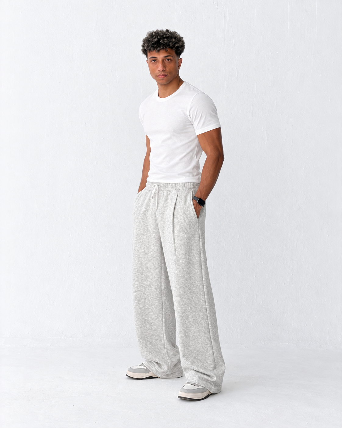 Duo Unisex Pleated Wide-Leg Sweatpants – 100% Cotton Face