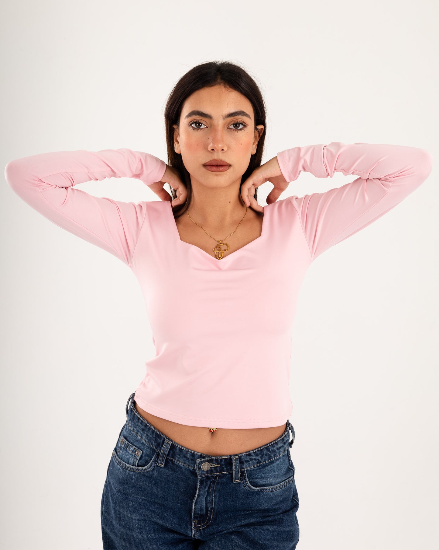 Square V-Neck  Long Sleeve top.