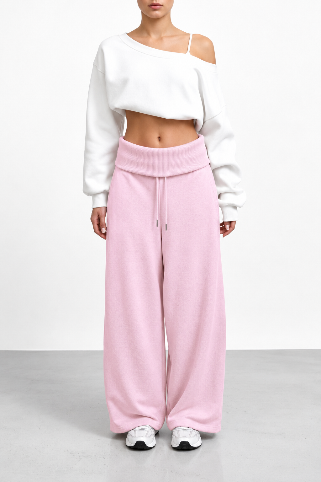 Foldover Waist Sweatpants - 100% Cotton
