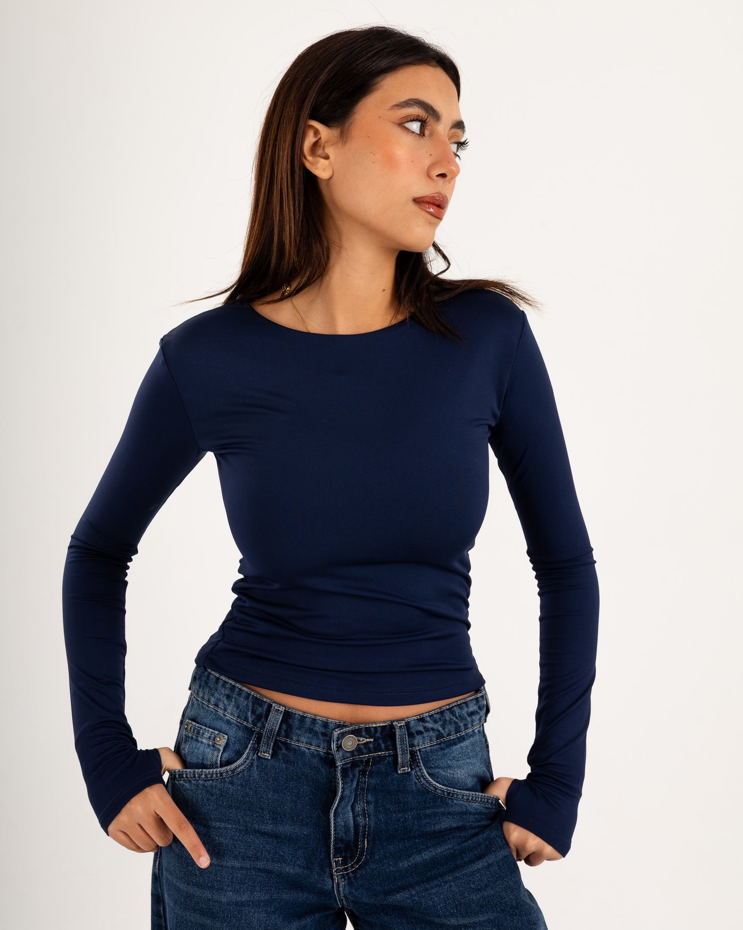 Basic Long Sleeve Top - Slit Cuff - Double Layers.