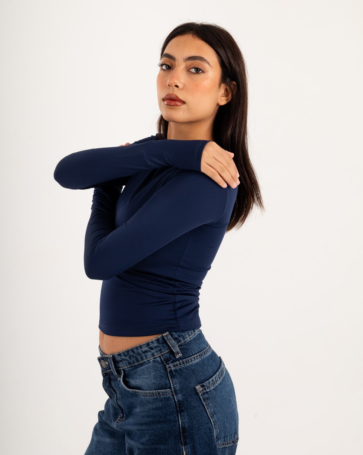 Basic Long Sleeve Top - Slit Cuff - Double Layers.