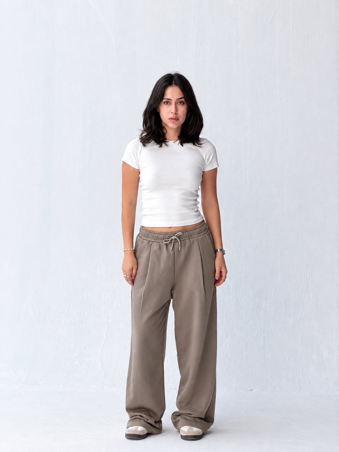 Duo Unisex Pleated Wide-Leg Sweatpants – 100% Cotton Face