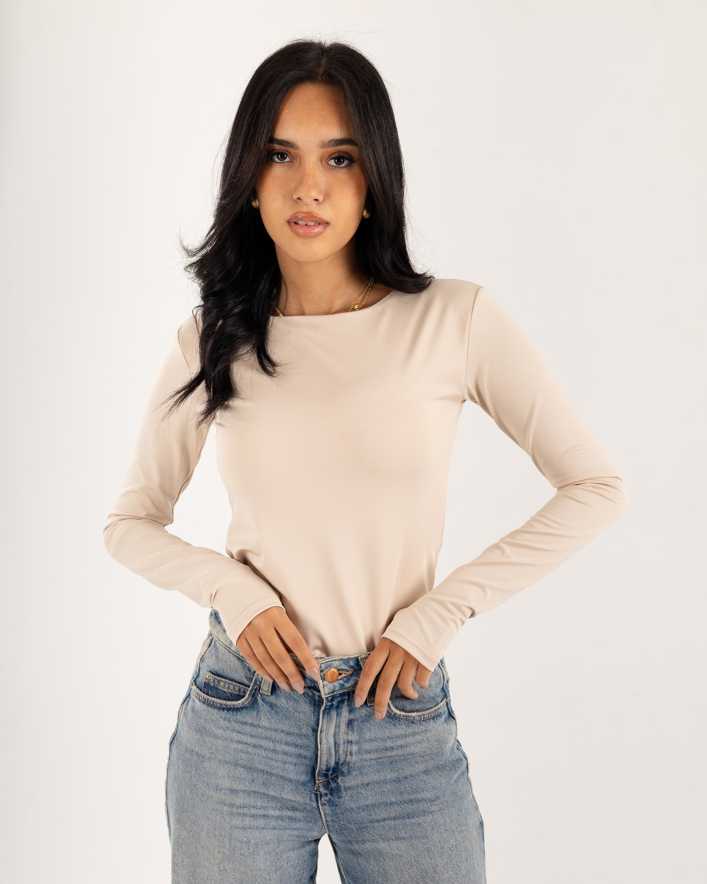 Basic Long Sleeve Top - Slit Cuff - Double Layers.