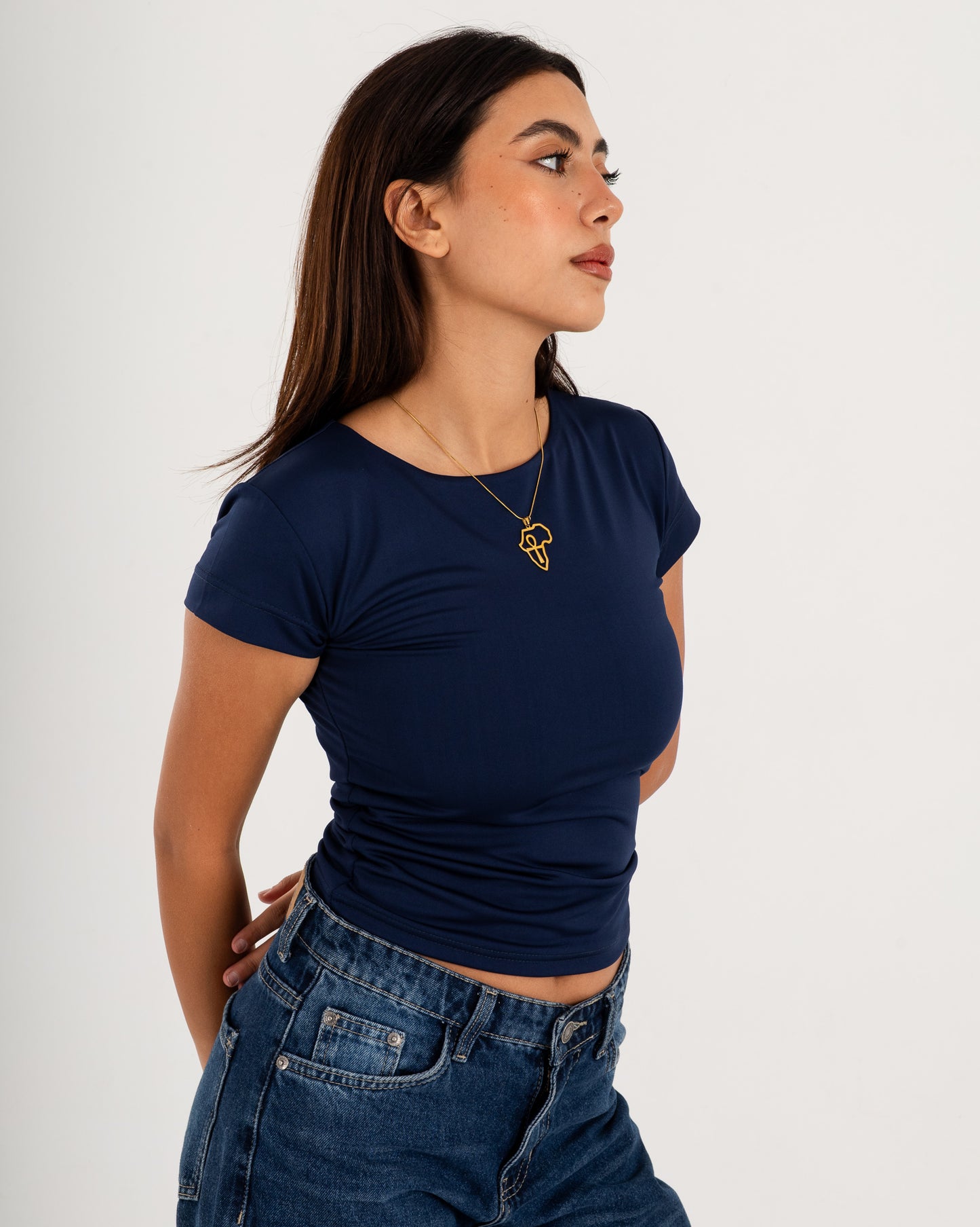 Basic Crew Neck Top - Short Sleeve - Double Layers.