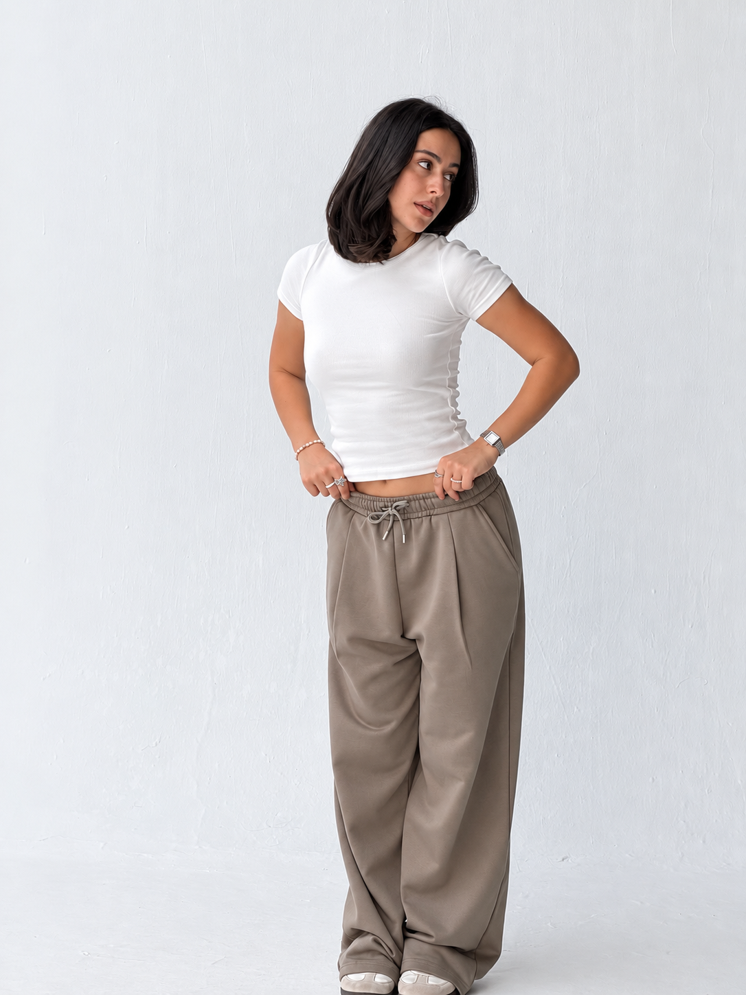 Duo Unisex Pleated Wide-Leg Sweatpants – 100% Cotton Face