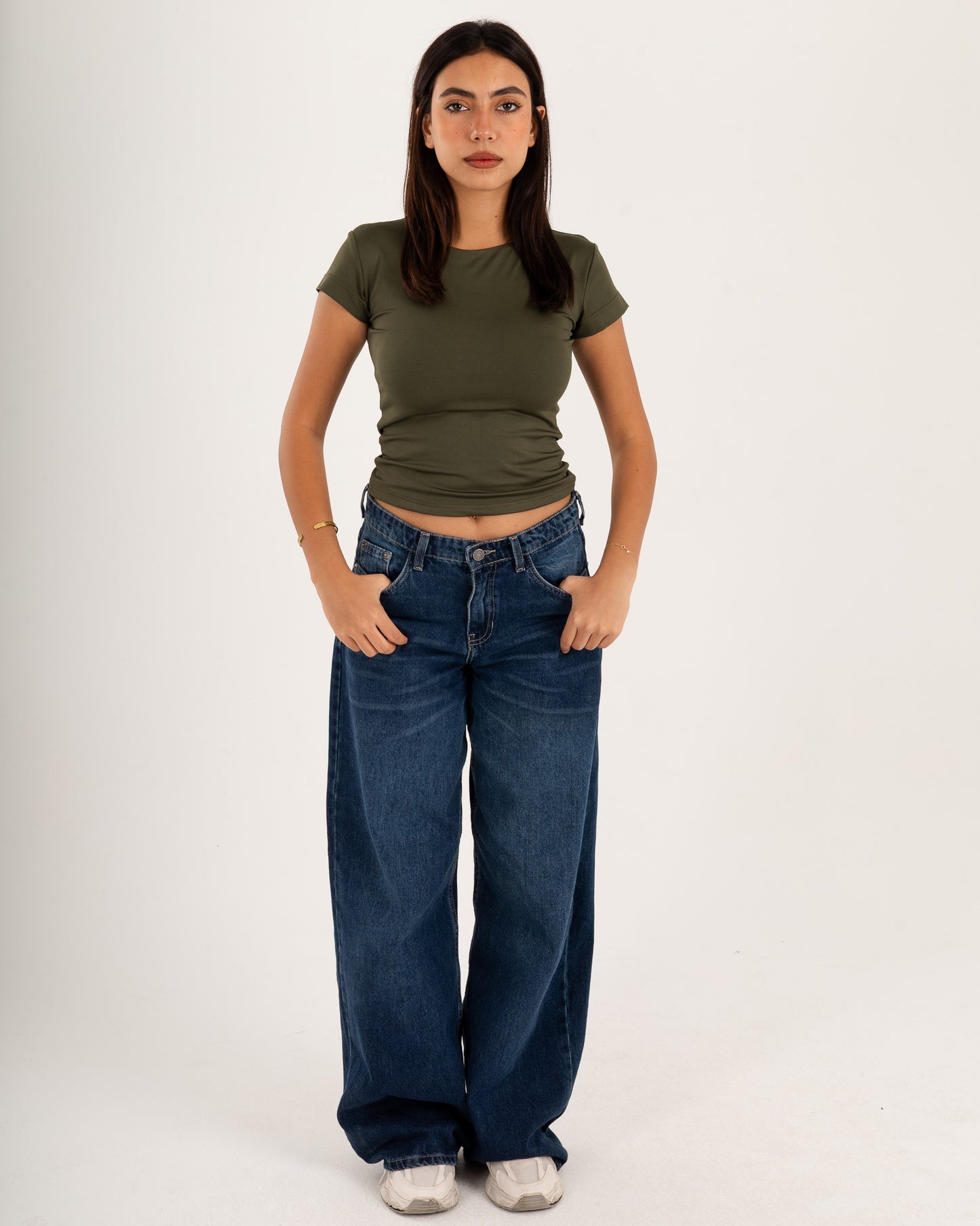 Basic Crew Neck Top - Short Sleeve - Double Layers.