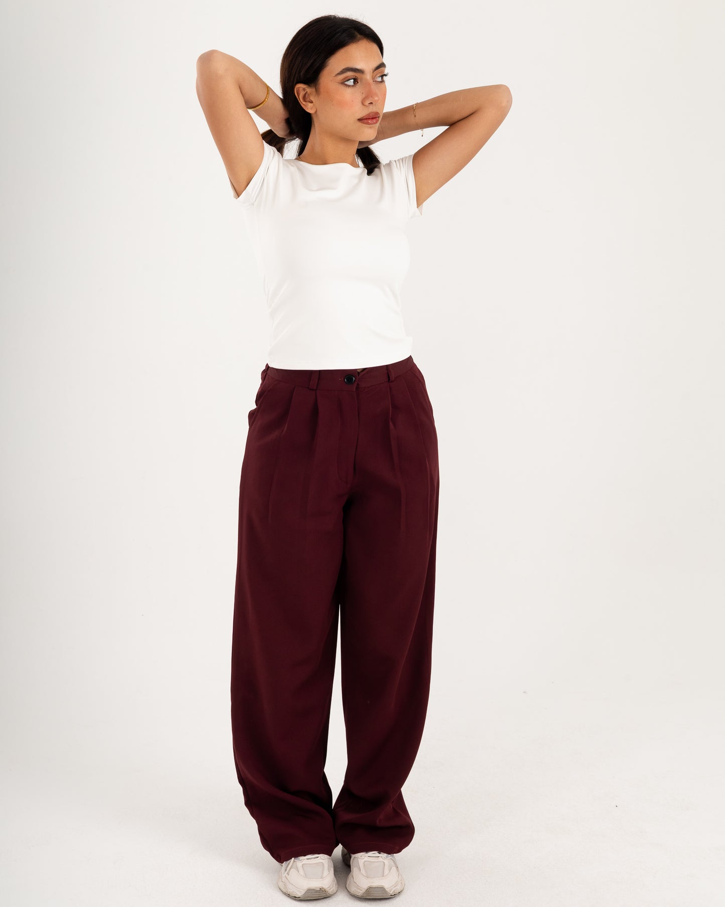 Basic Crew Neck Top - Short Sleeve - Double Layers.