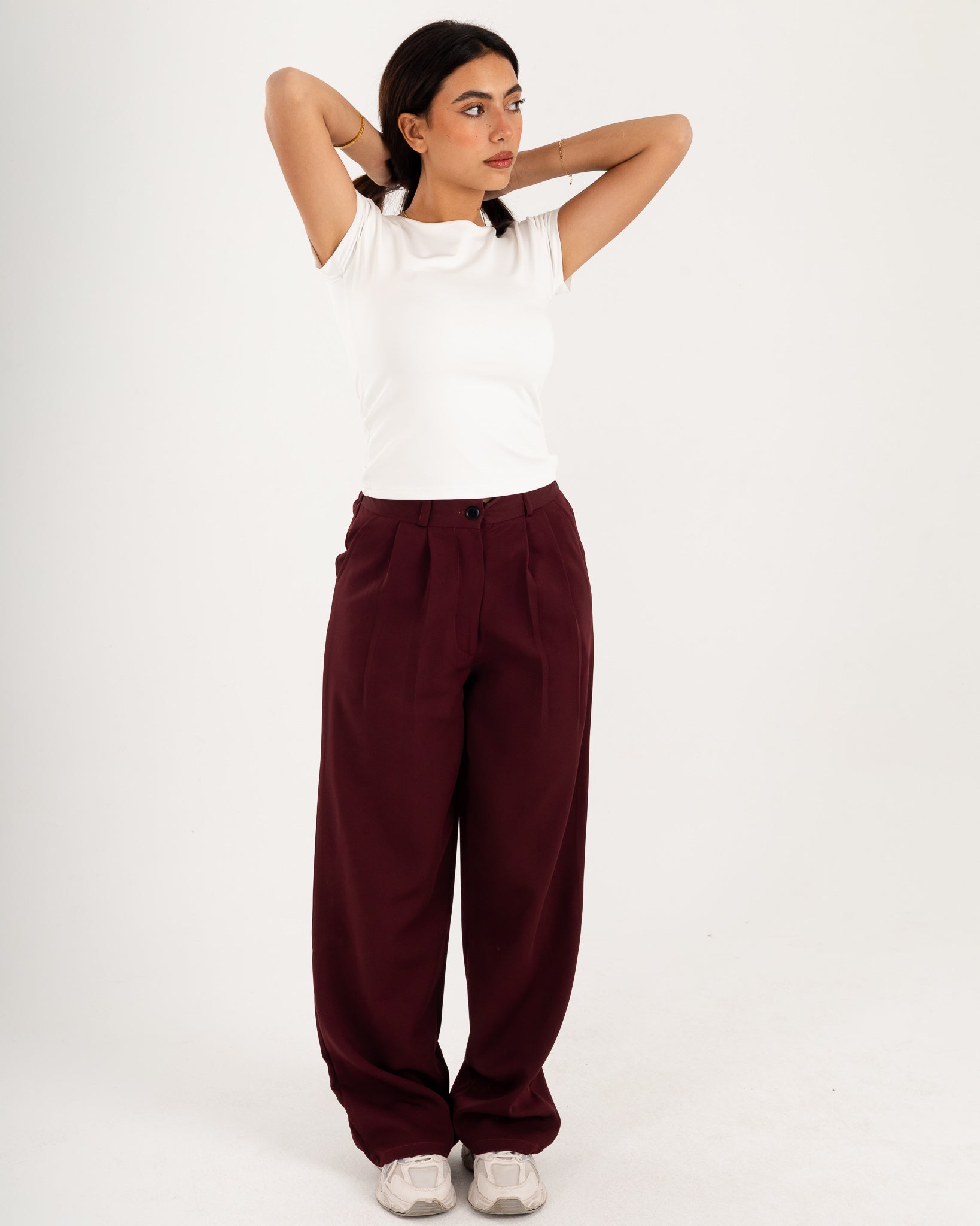 Basic Crew Neck Top - Short Sleeve - Double Layers.