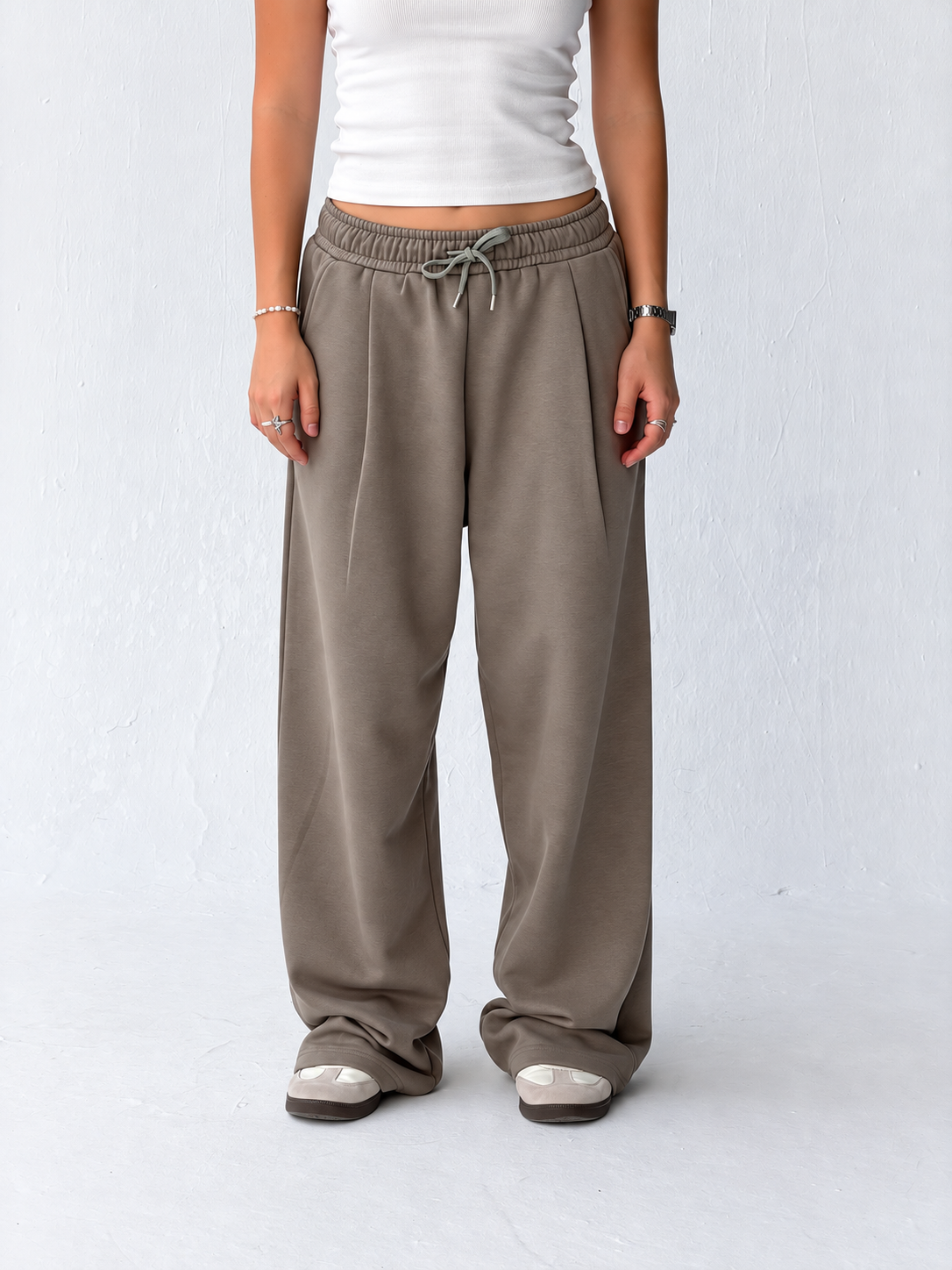 Duo Unisex Pleated Wide-Leg Sweatpants – 100% Cotton Face