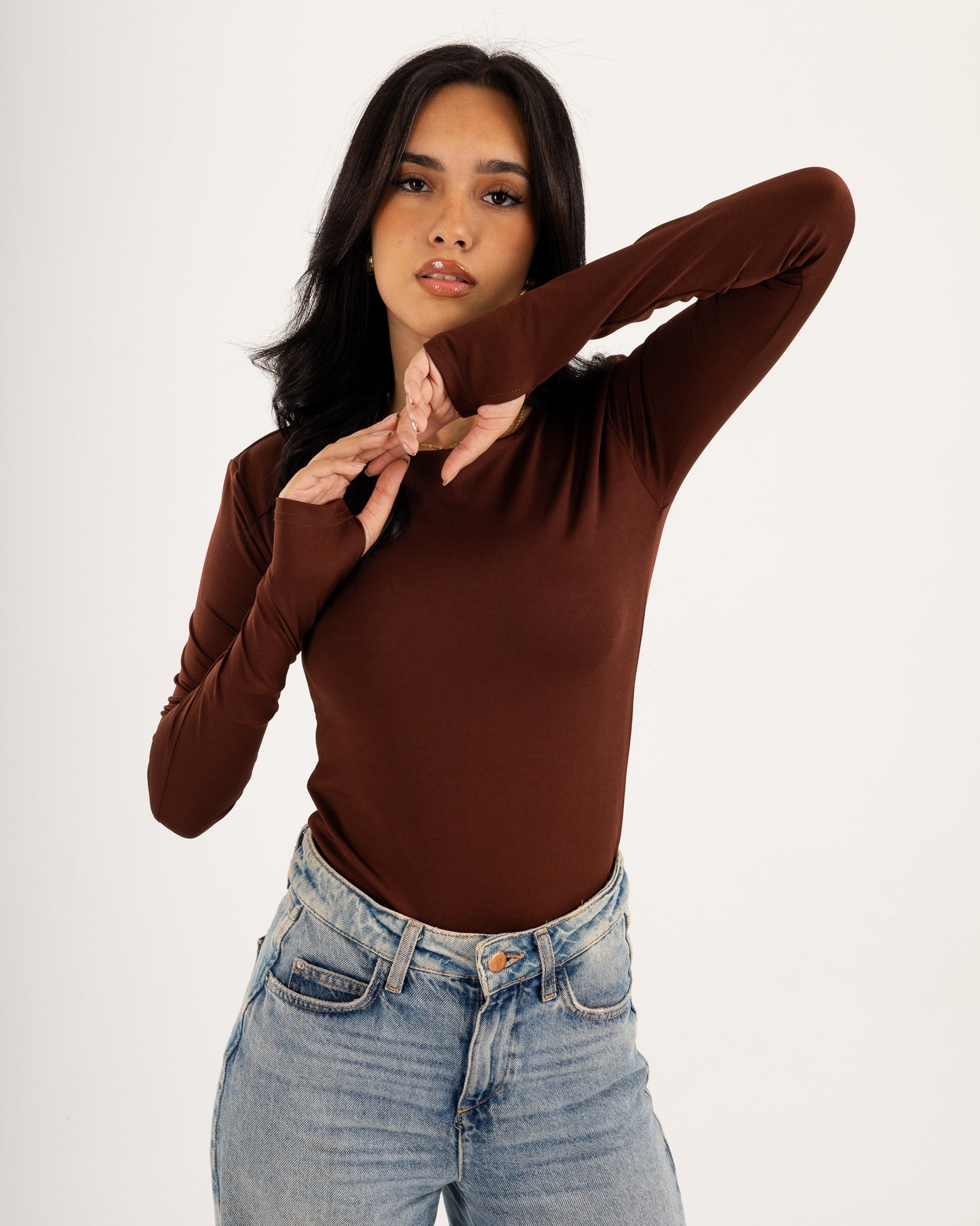 Basic Long Sleeve Top - Slit Cuff - Double Layers.