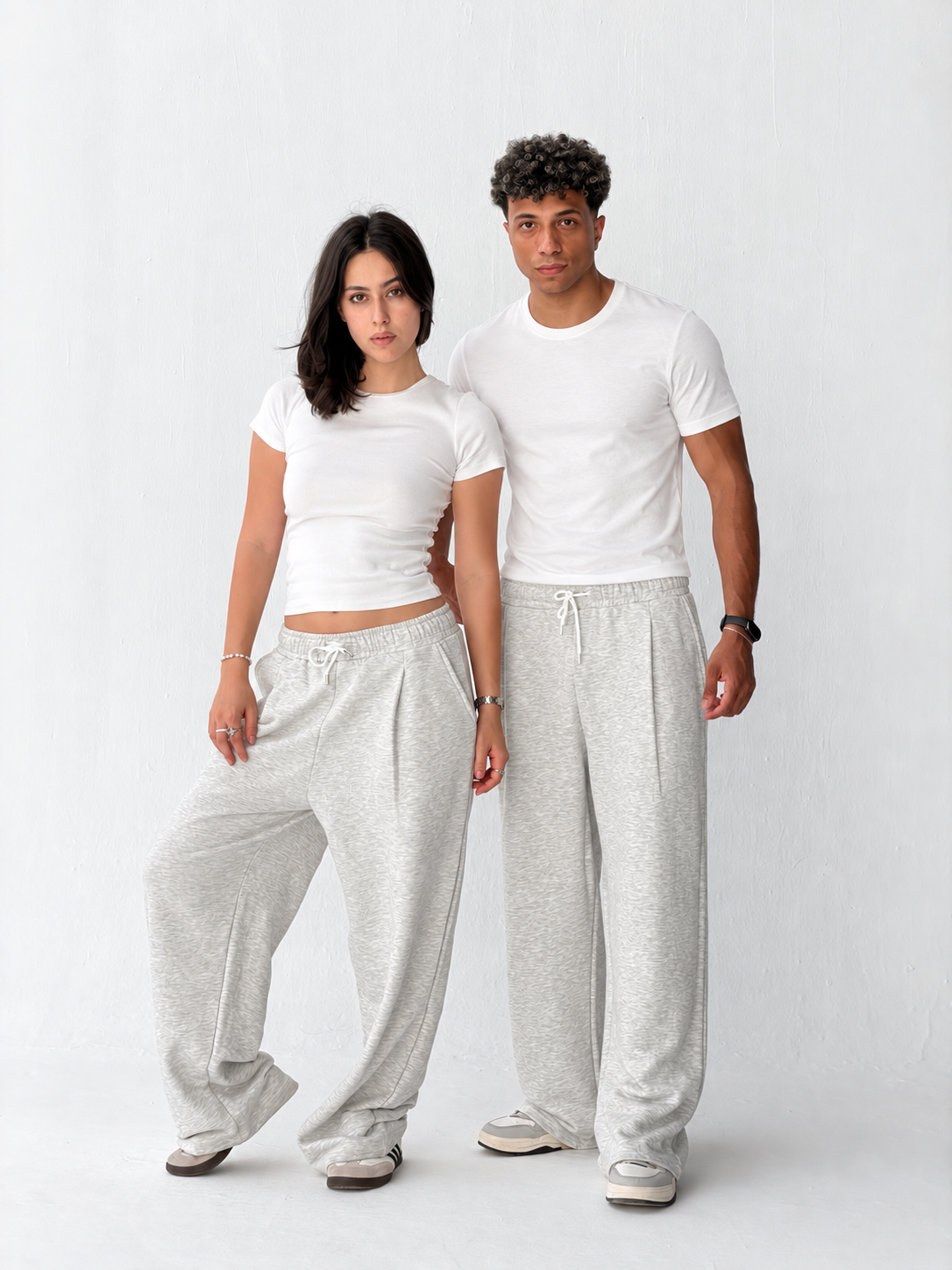 Duo Unisex Pleated Wide-Leg Sweatpants – 100% Cotton Face