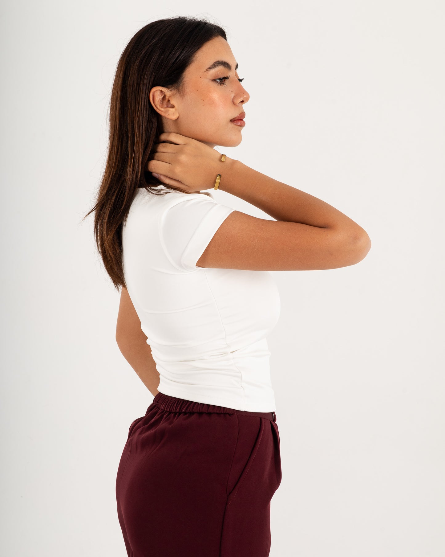 Basic Crew Neck Top - Short Sleeve - Double Layers.