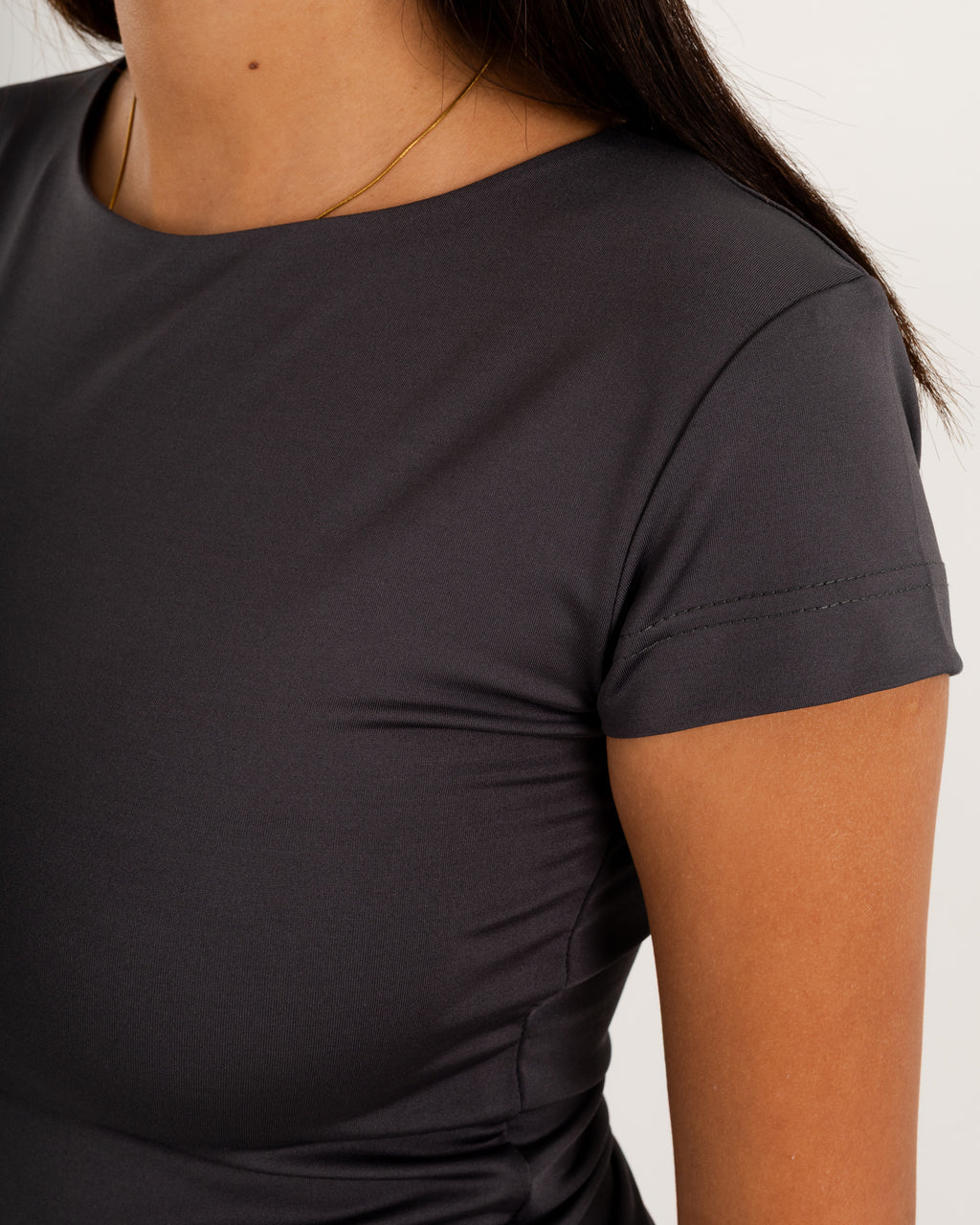 Basic Crew Neck Top - Short Sleeve - Double Layers.