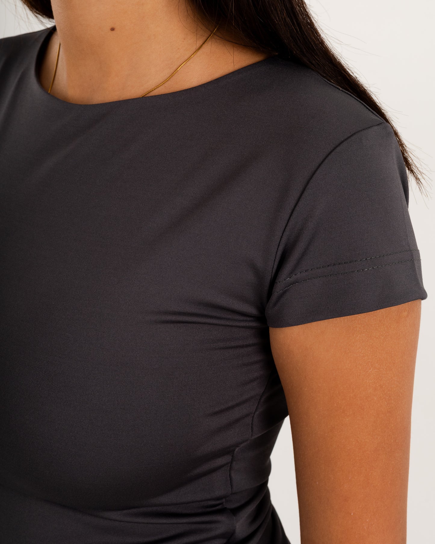 Basic Crew Neck Top - Short Sleeve - Double Layers.