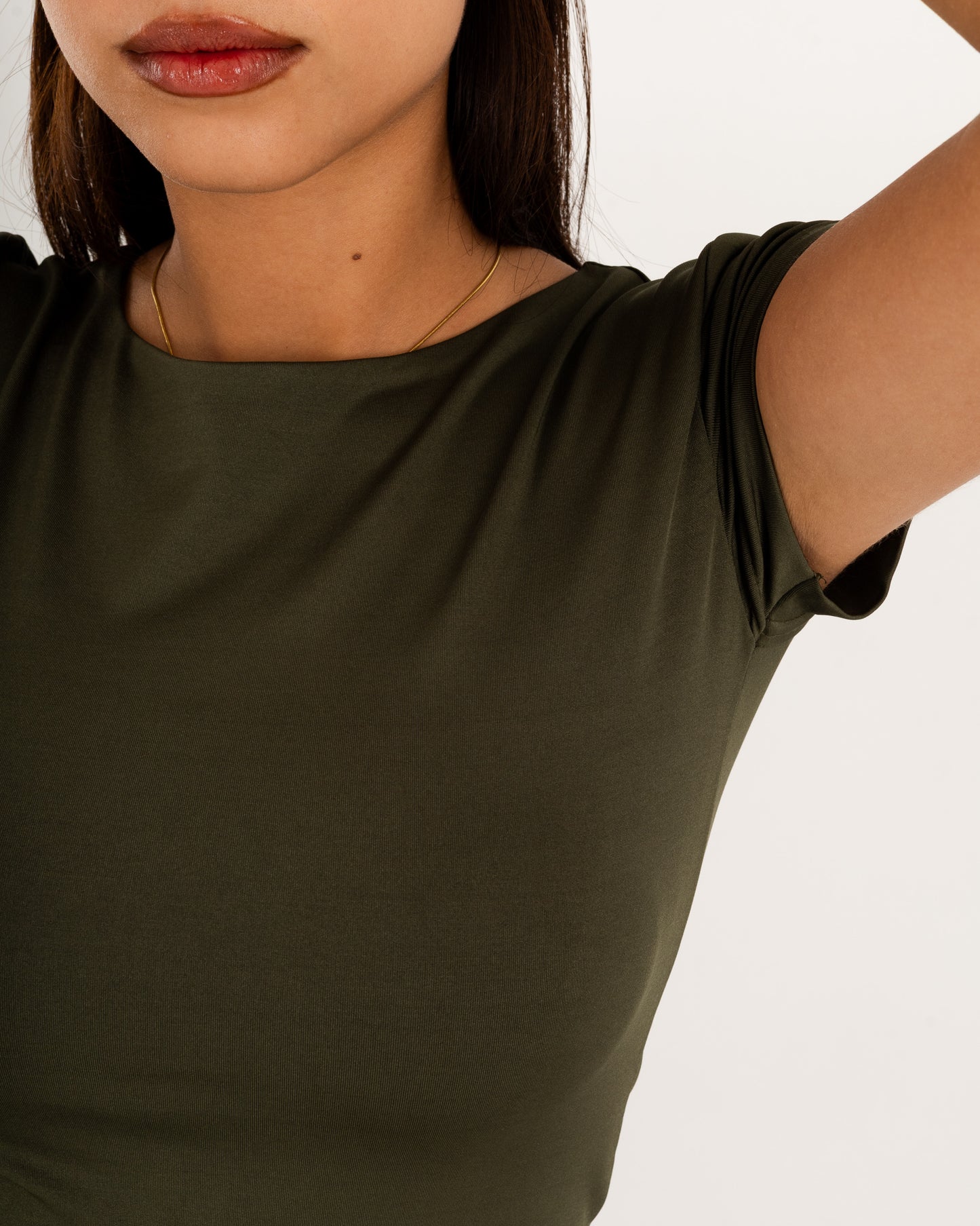 Basic Crew Neck Top - Short Sleeve - Double Layers.