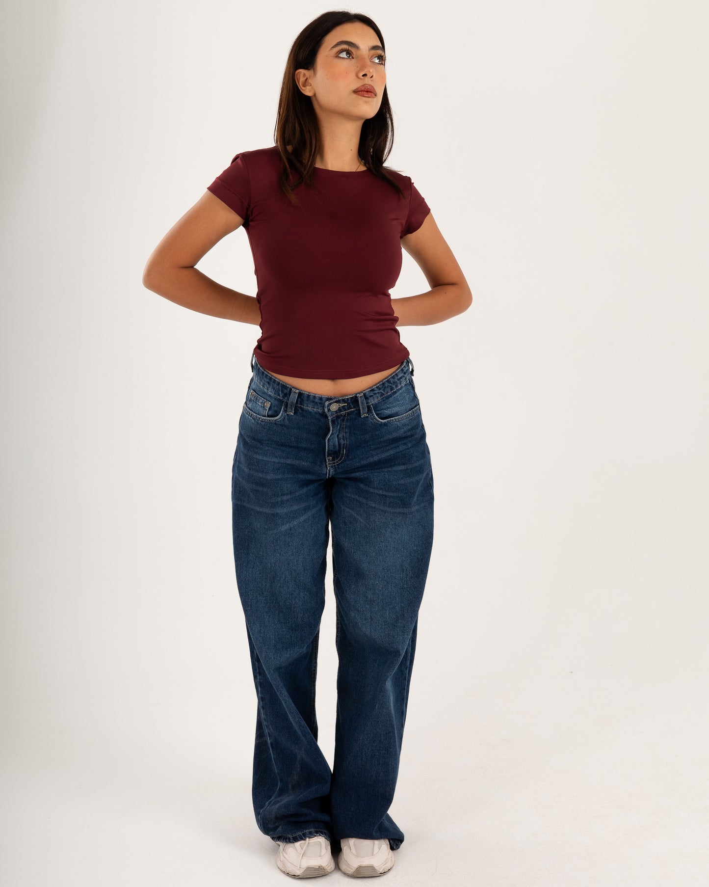 Basic Crew Neck Top - Short Sleeve - Double Layers.