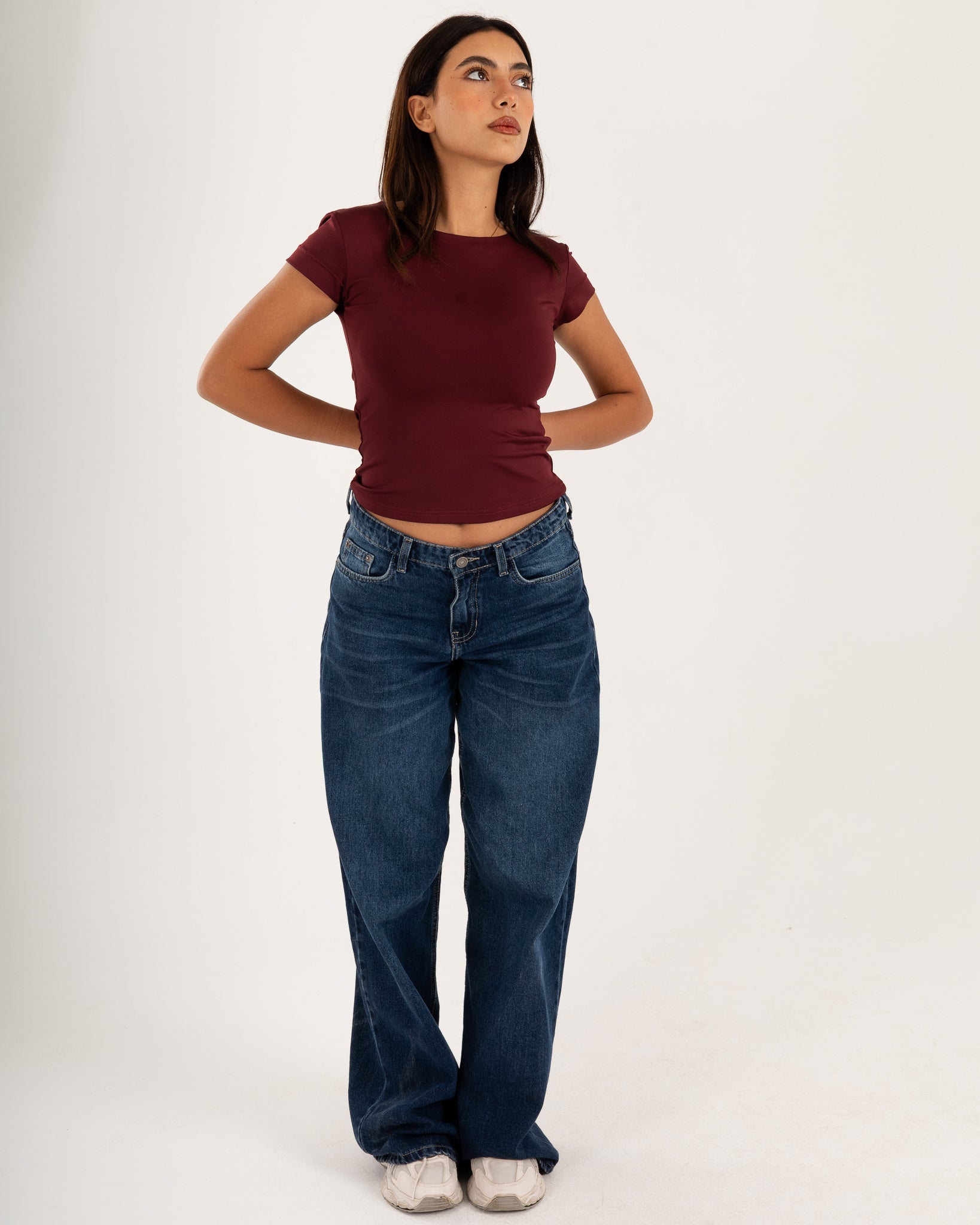 Basic Crew Neck Top - Short Sleeve - Double Layers.