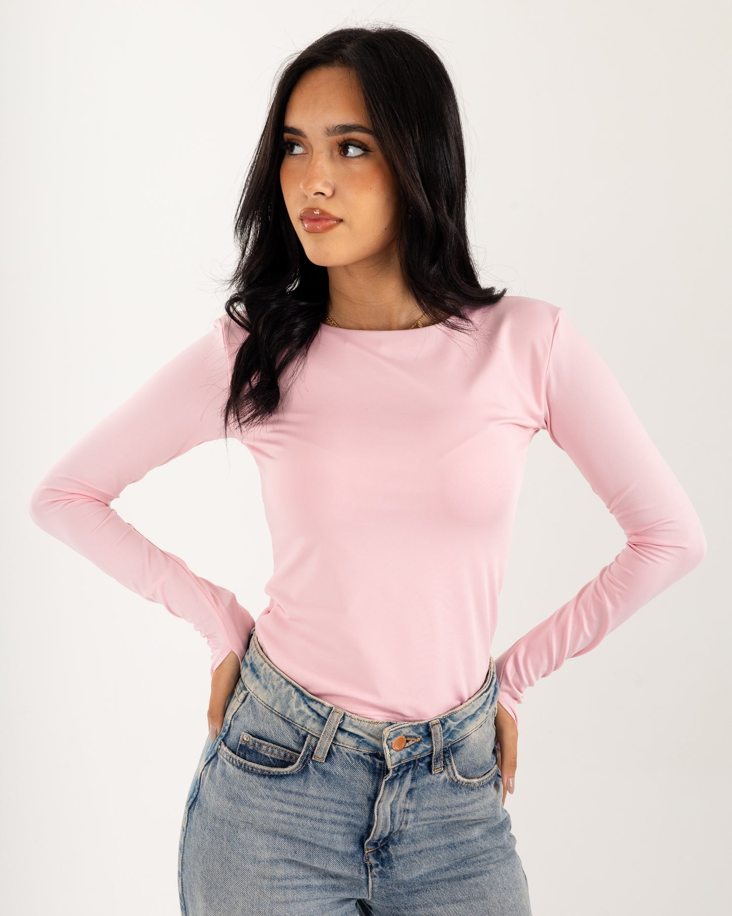 Basic Long Sleeve Top - Slit Cuff - Double Layers.