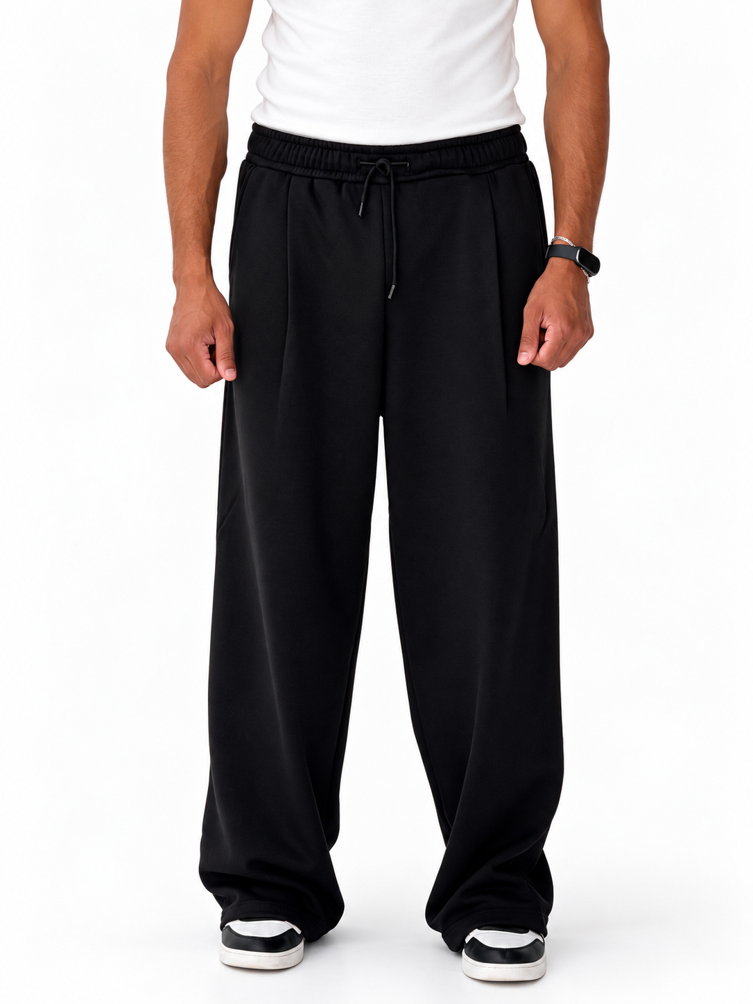 Duo Unisex Pleated Wide-Leg Sweatpants – 100% Cotton Face