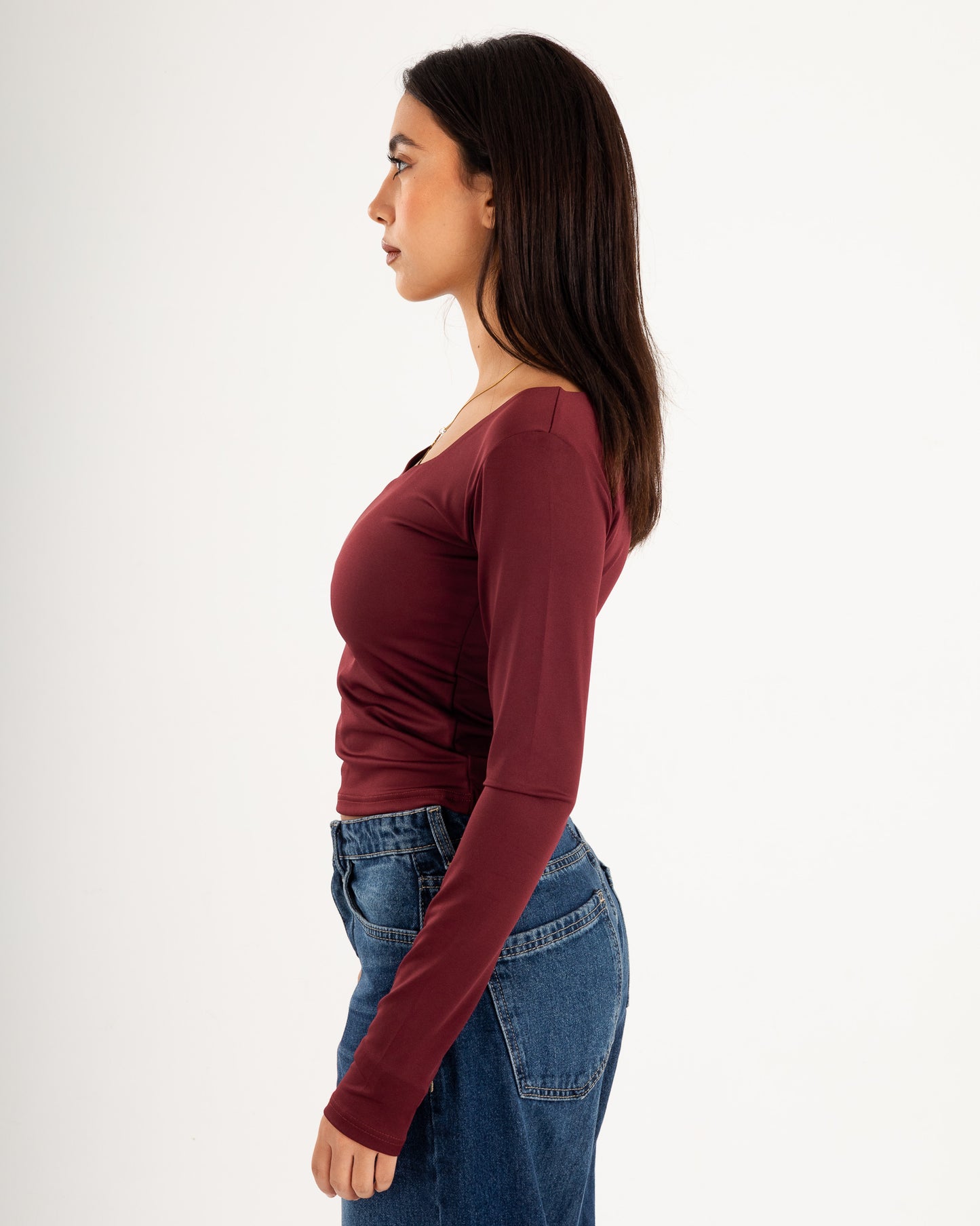 Square V-Neck  Long Sleeve top.