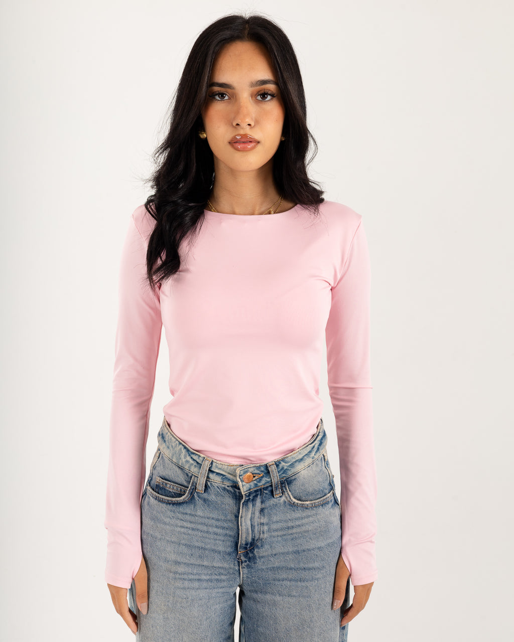 Basic Long Sleeve Top - Slit Cuff - Double Layers.