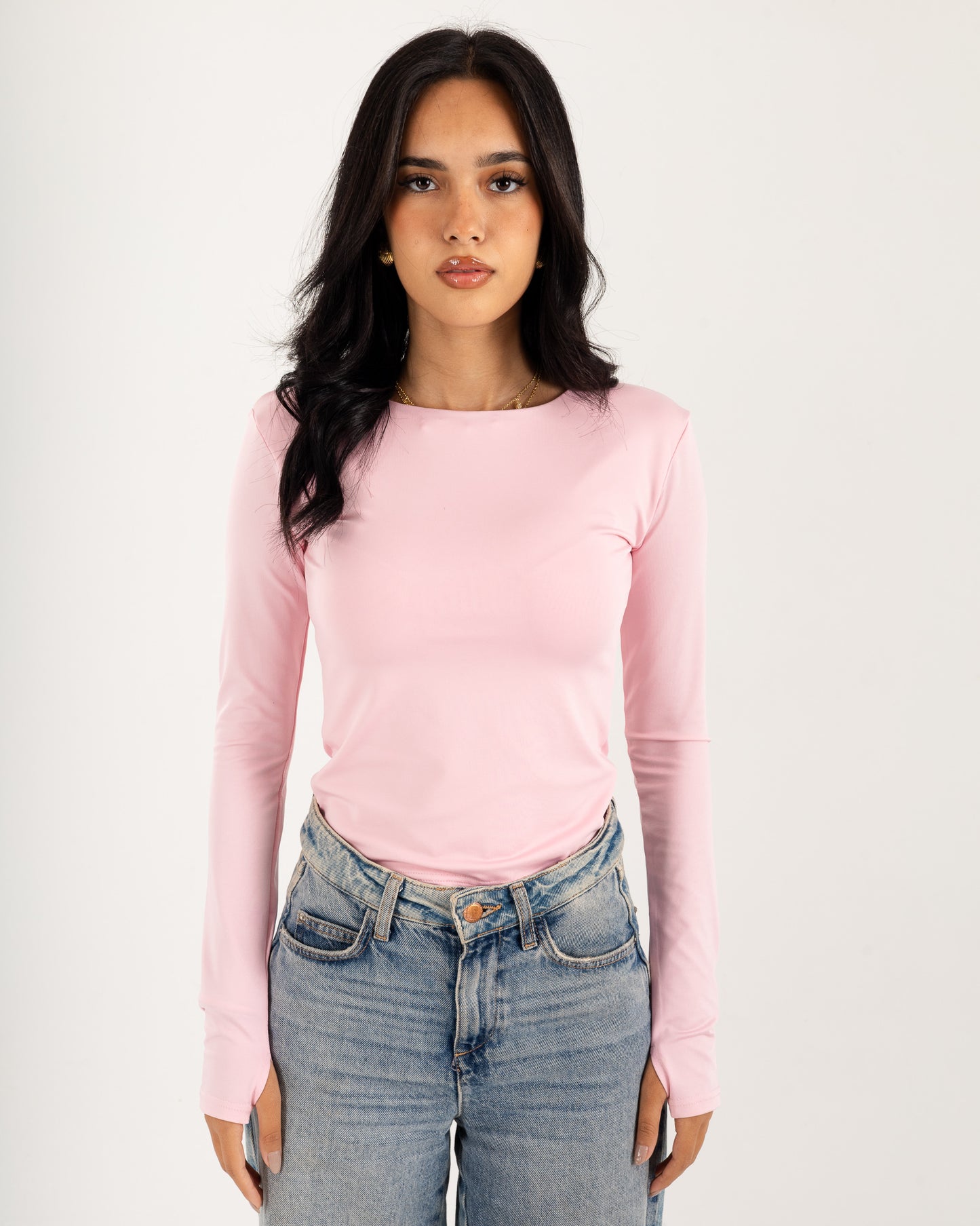 Basic Long Sleeve Top - Slit Cuff - Double Layers.