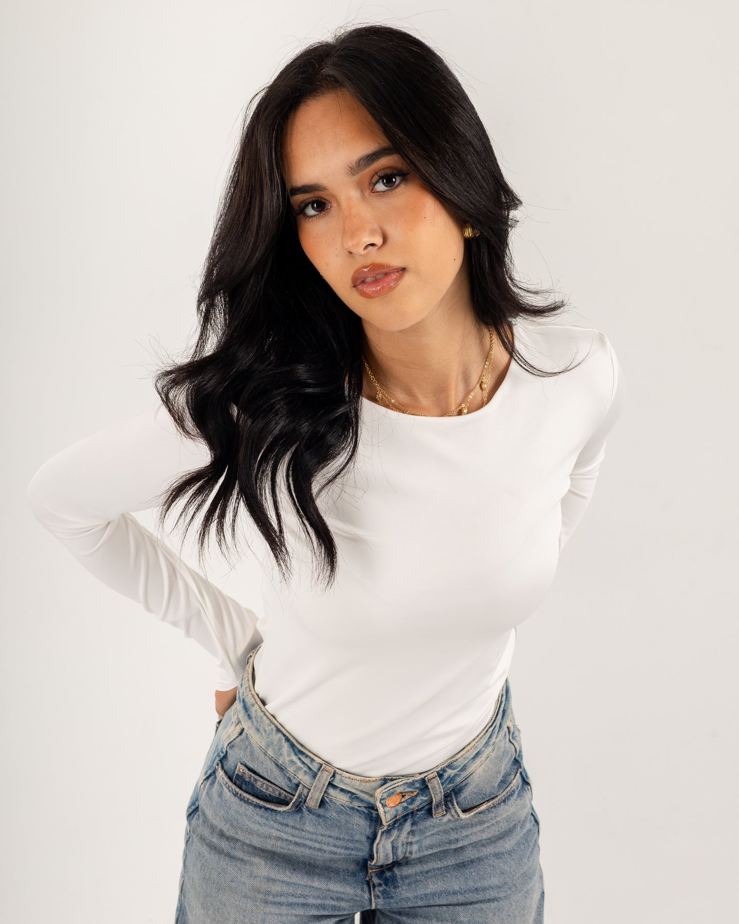 Basic Long Sleeve Top - Slit Cuff - Double Layers.