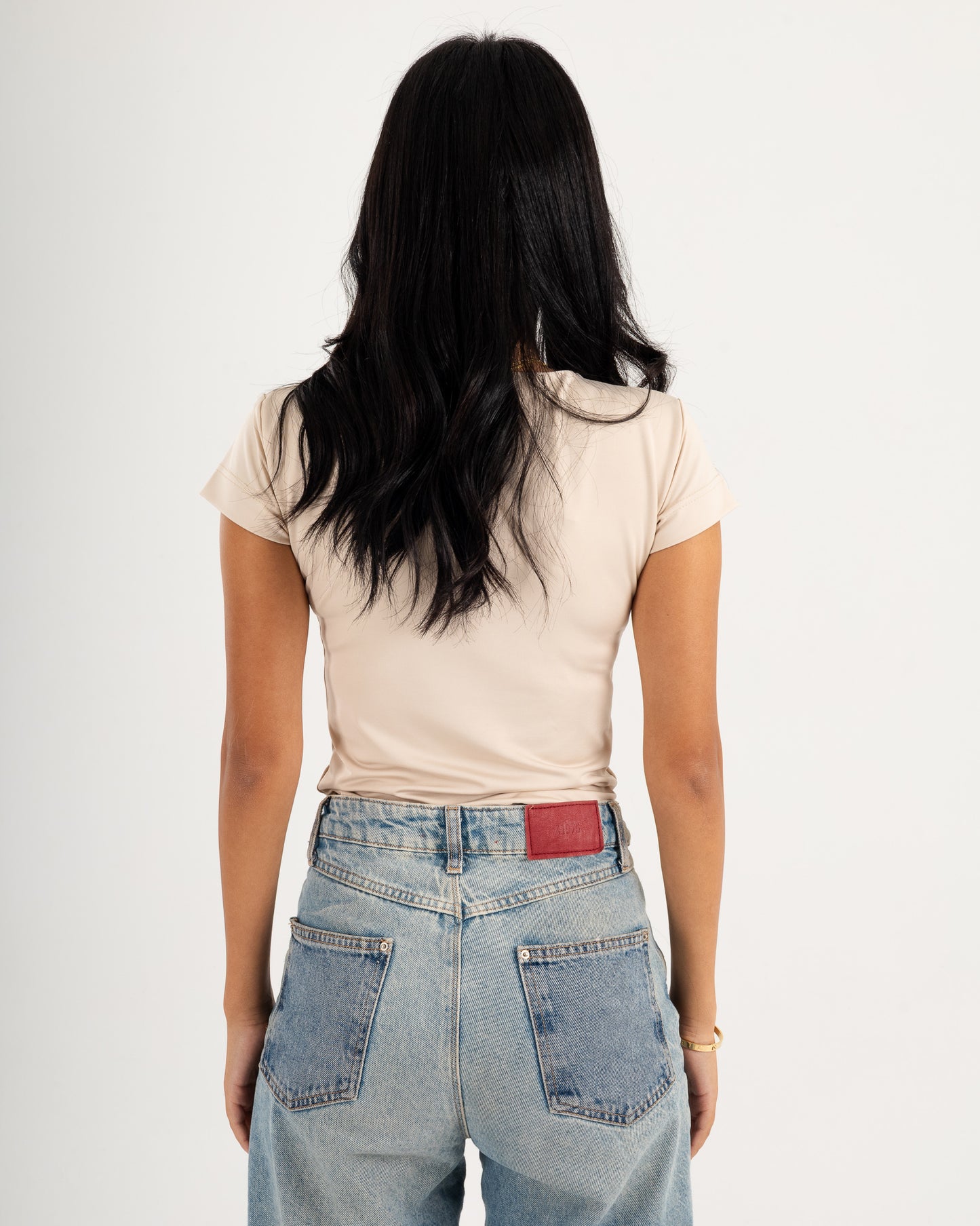 Basic Crew Neck Top - Short Sleeve - Double Layers.