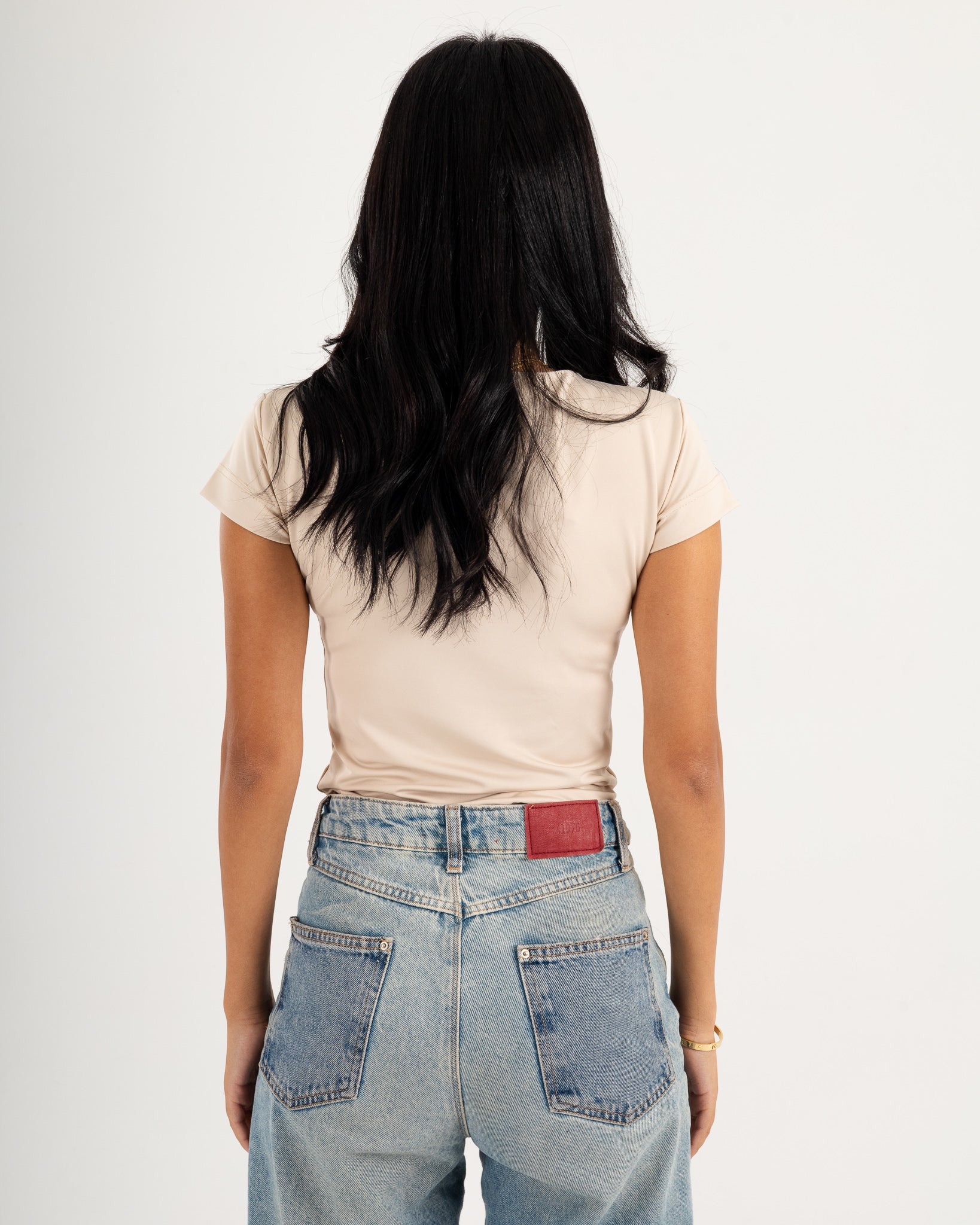 Basic Crew Neck Top - Short Sleeve - Double Layers.