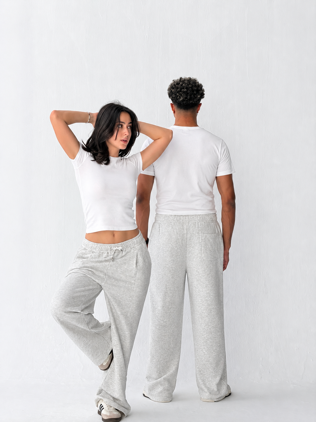 Duo Unisex Pleated Wide-Leg Sweatpants – 100% Cotton Face