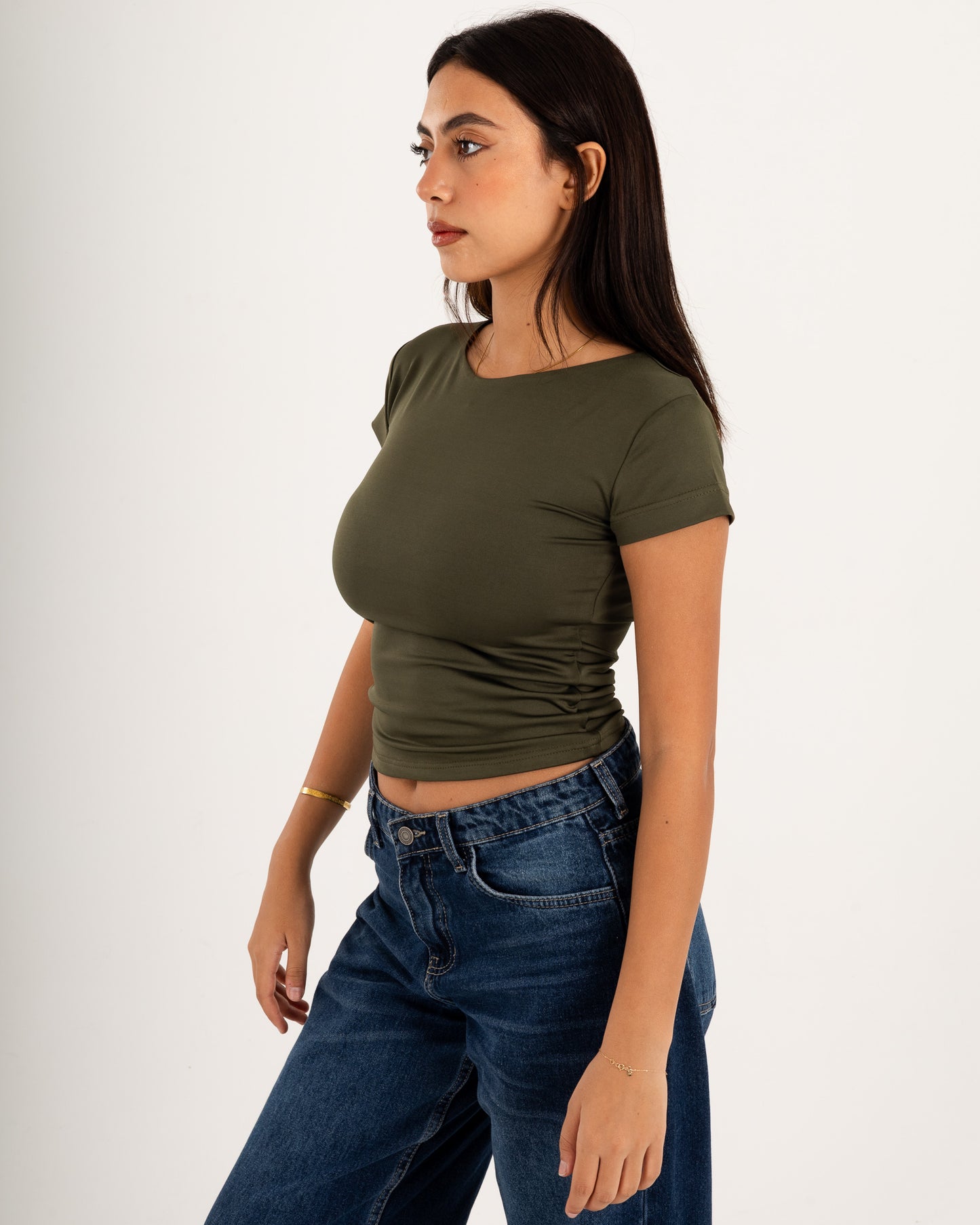 Basic Crew Neck Top - Short Sleeve - Double Layers.